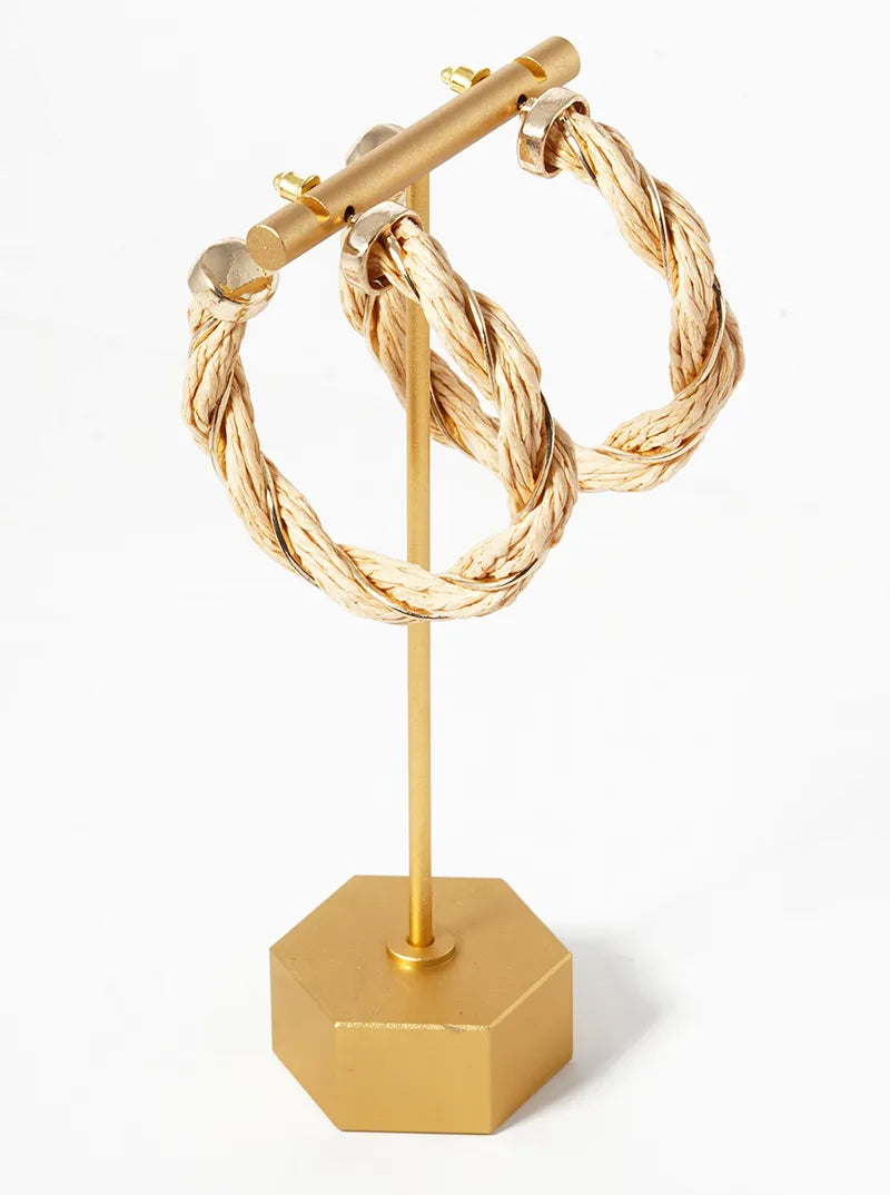 Raffia Braided 60mm Open Hoop Earrings