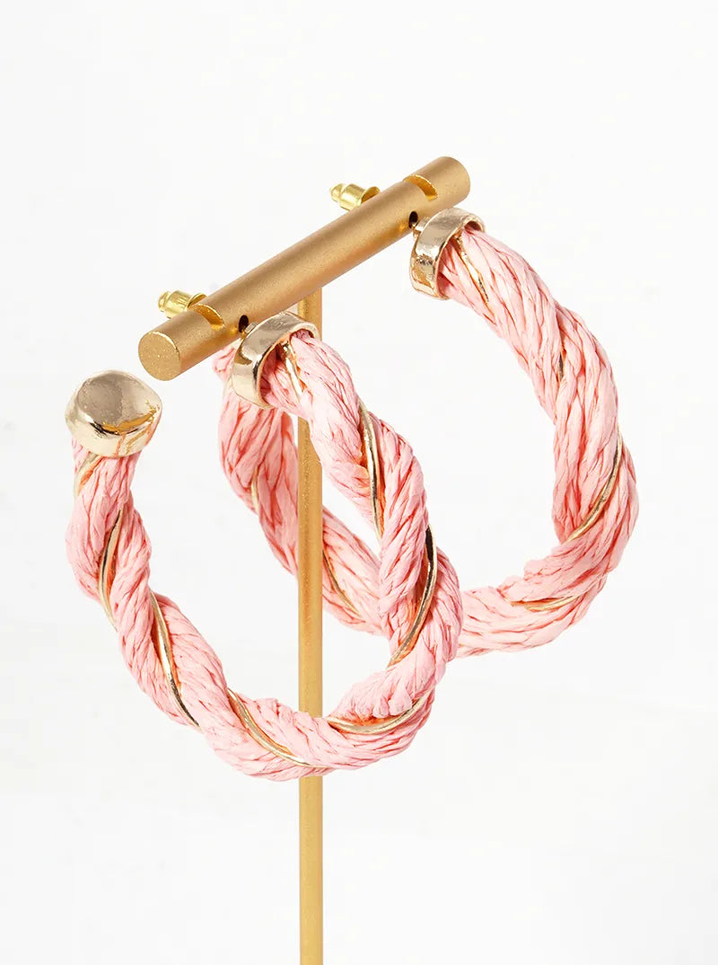 Raffia Braided 60mm Open Hoop Earrings