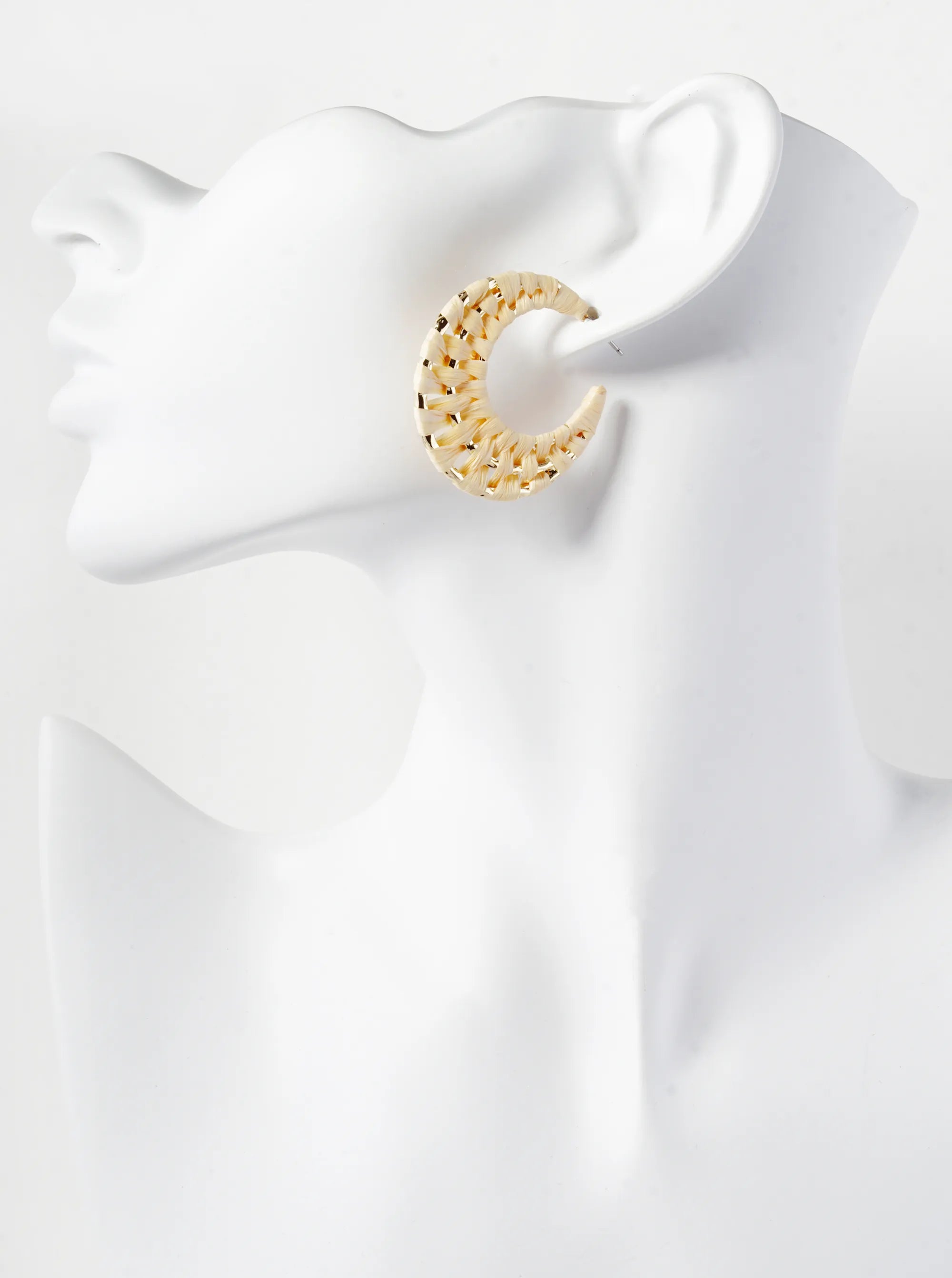 Raffia Wrapped 35mm Triple Hoop Earrings