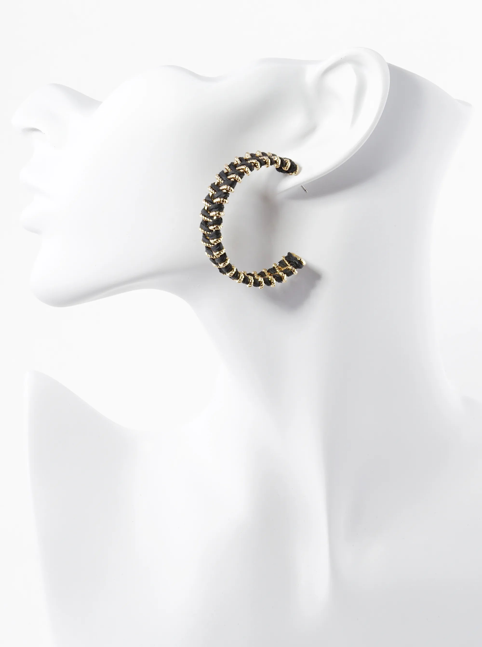 Raffia Wrapped 40mm Open Hoop Earrings