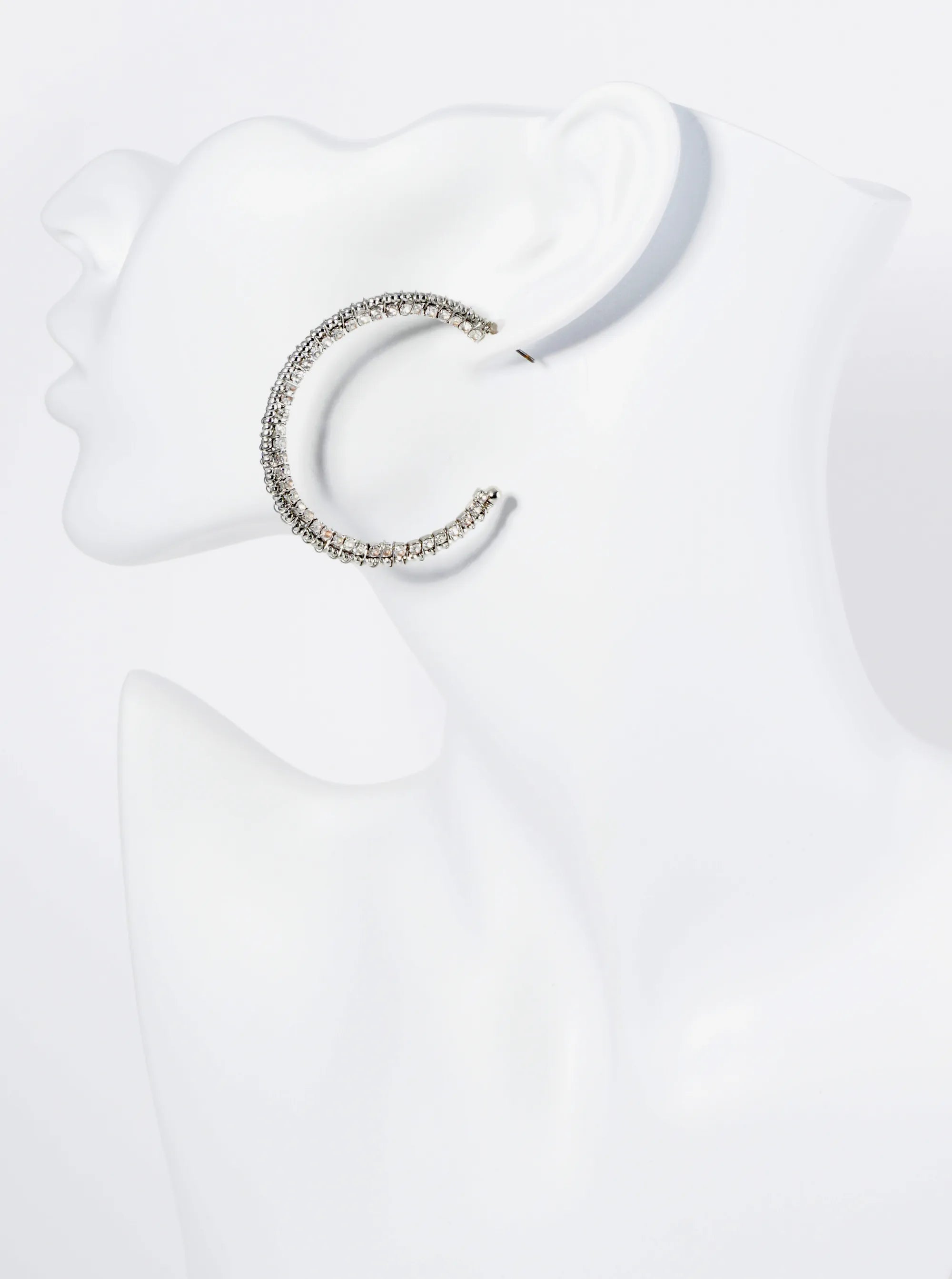 Rhinestone Wired 45mm Open Hoop Earrings