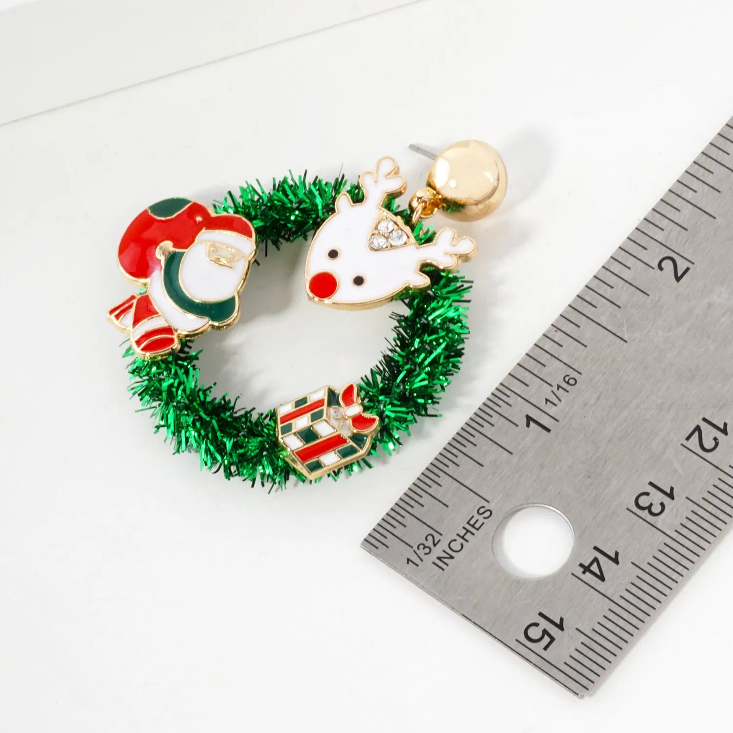 Santa Rudolph Charms Christmas Wreath Earrings