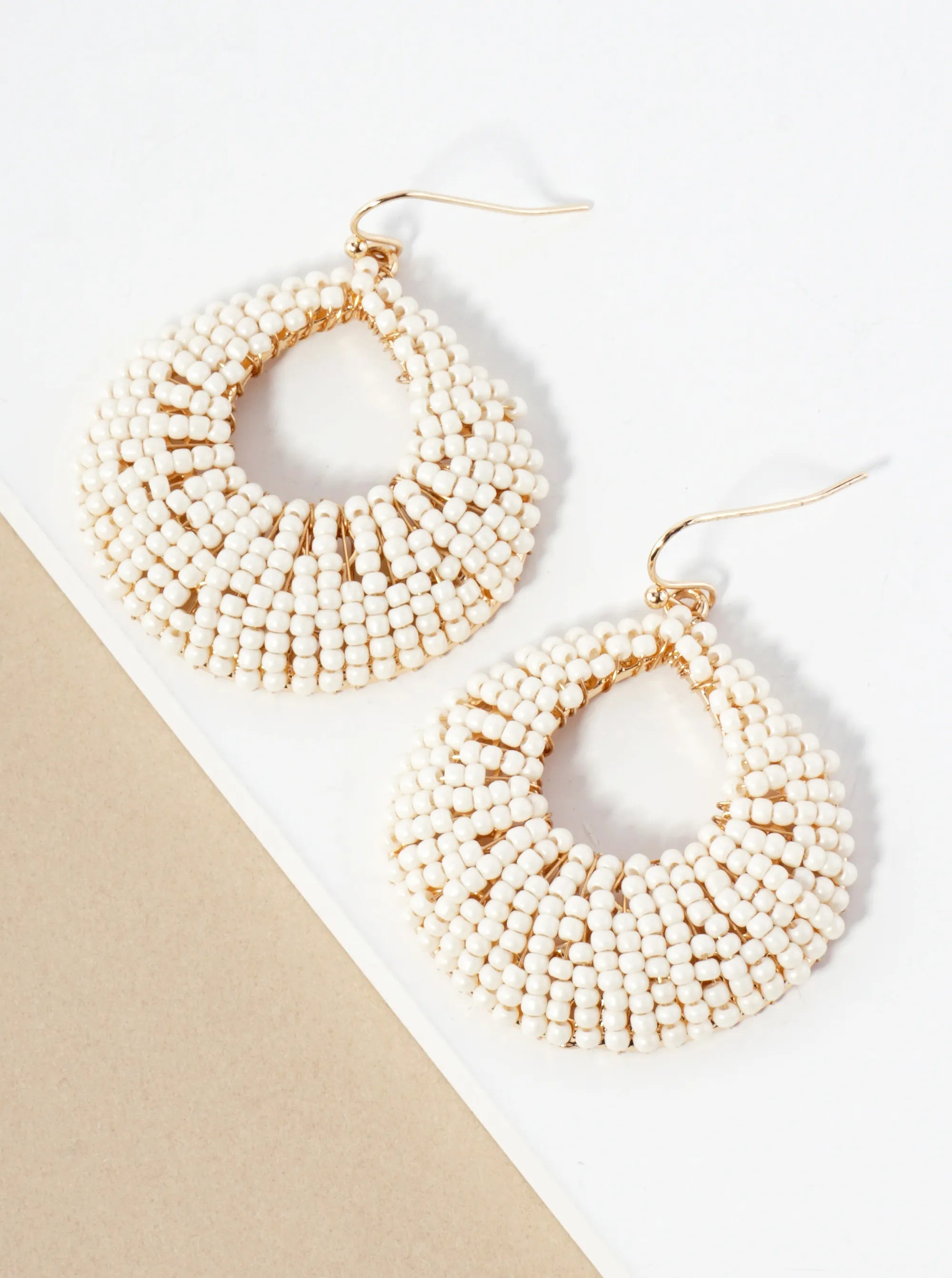 Seashell-Inspired Seed-Bead Embellished Earrings