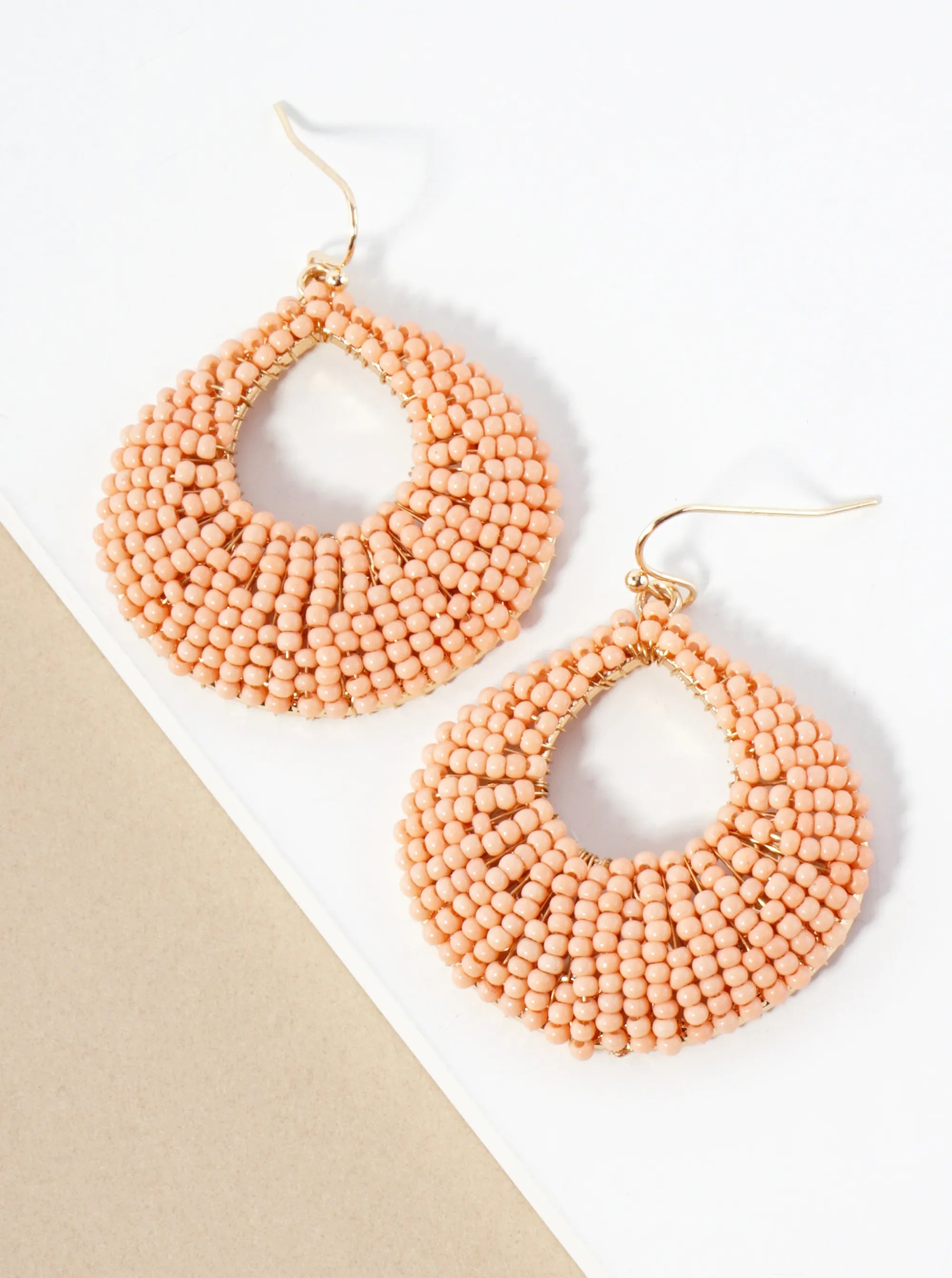 Seashell-Inspired Seed-Bead Embellished Earrings
