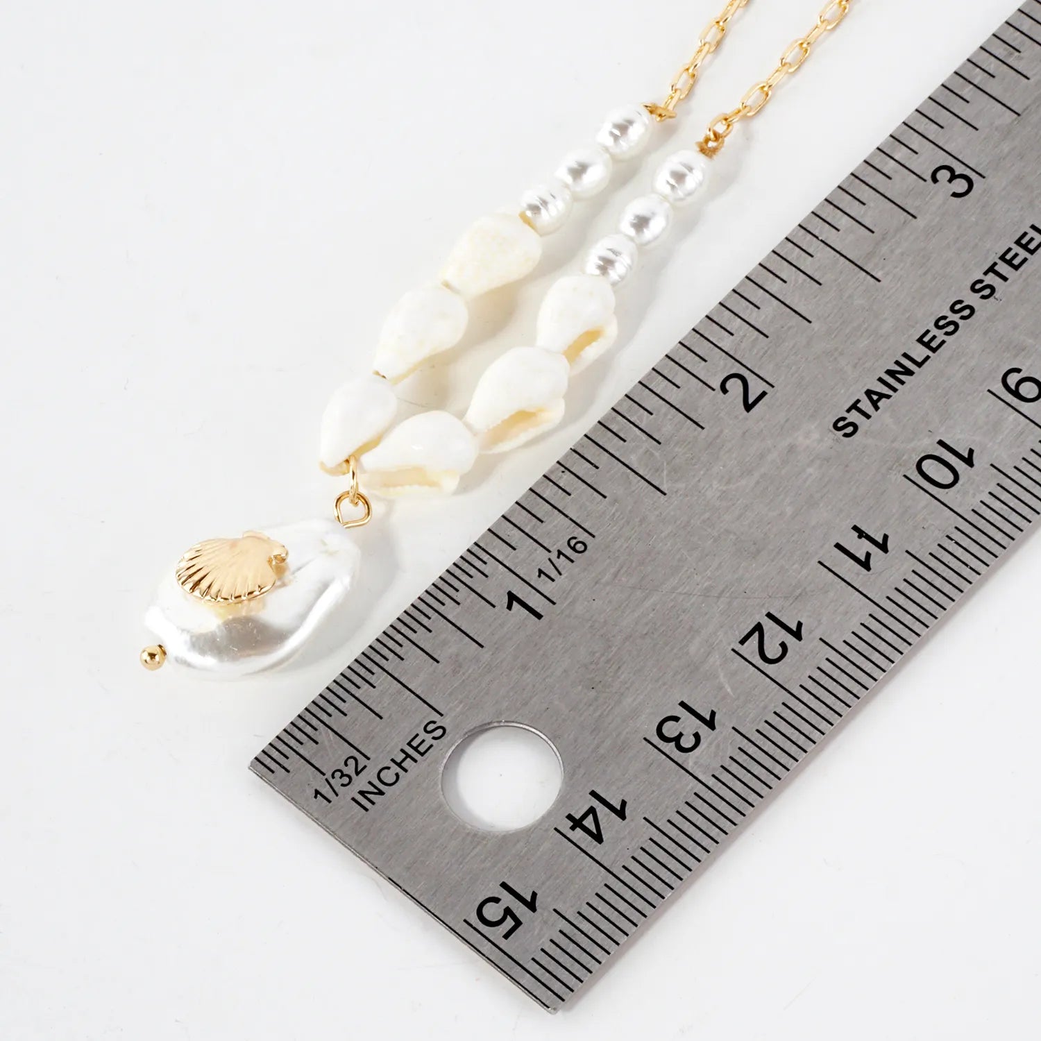 Seashell Teardrop Pearl Pendant Sea-Life Necklace