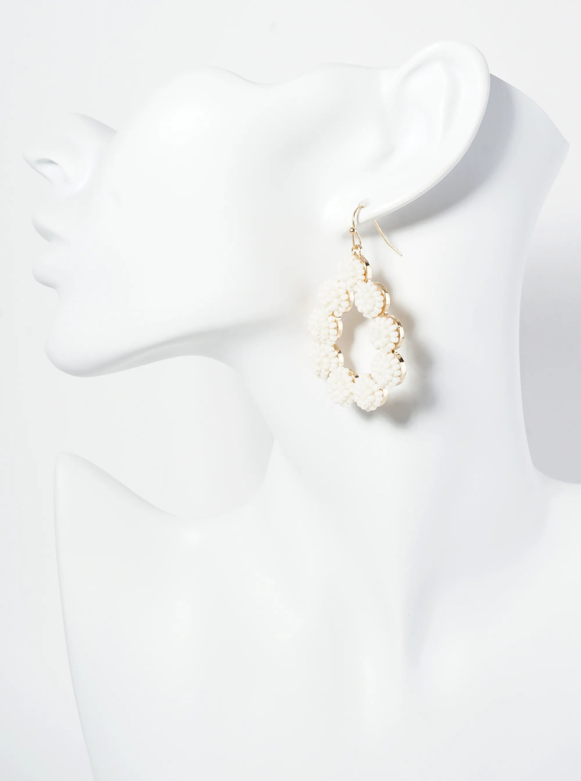 Seed Bead Cluster Teardrop Dangle Earrings
