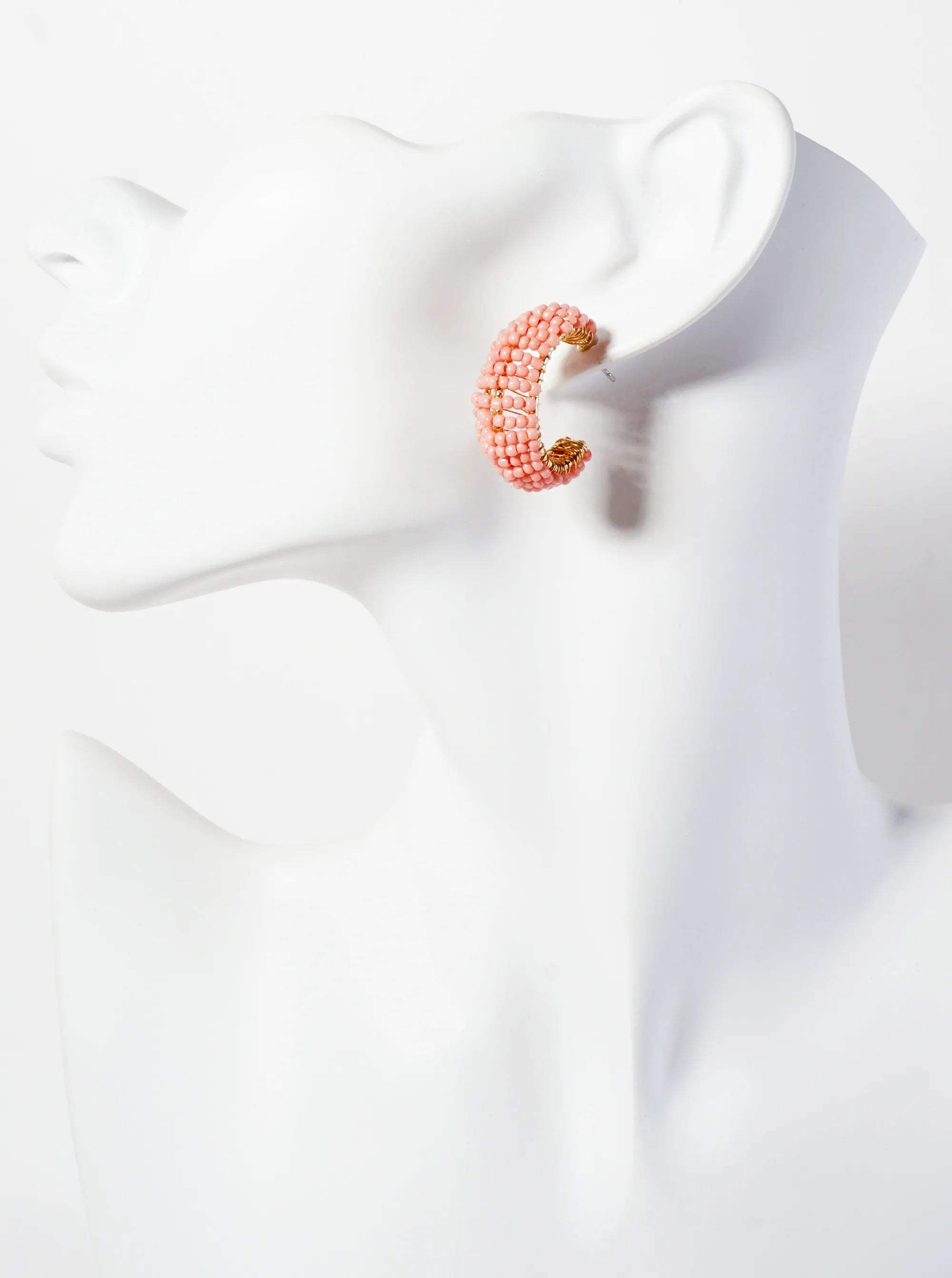 Seed-Bead Wire-Wrapped 25mm Open Hoop Earrings