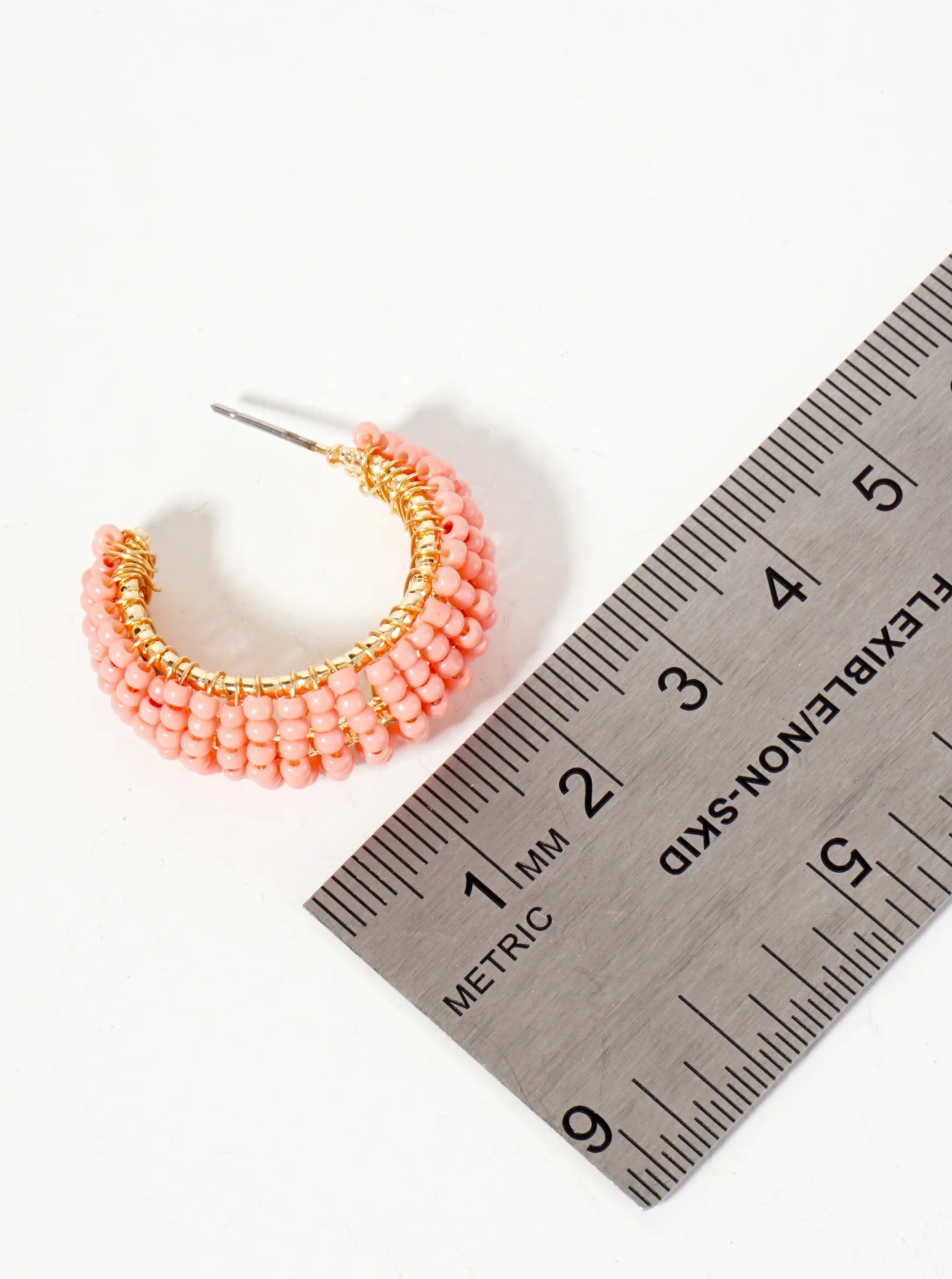Seed-Bead Wire-Wrapped 25mm Open Hoop Earrings