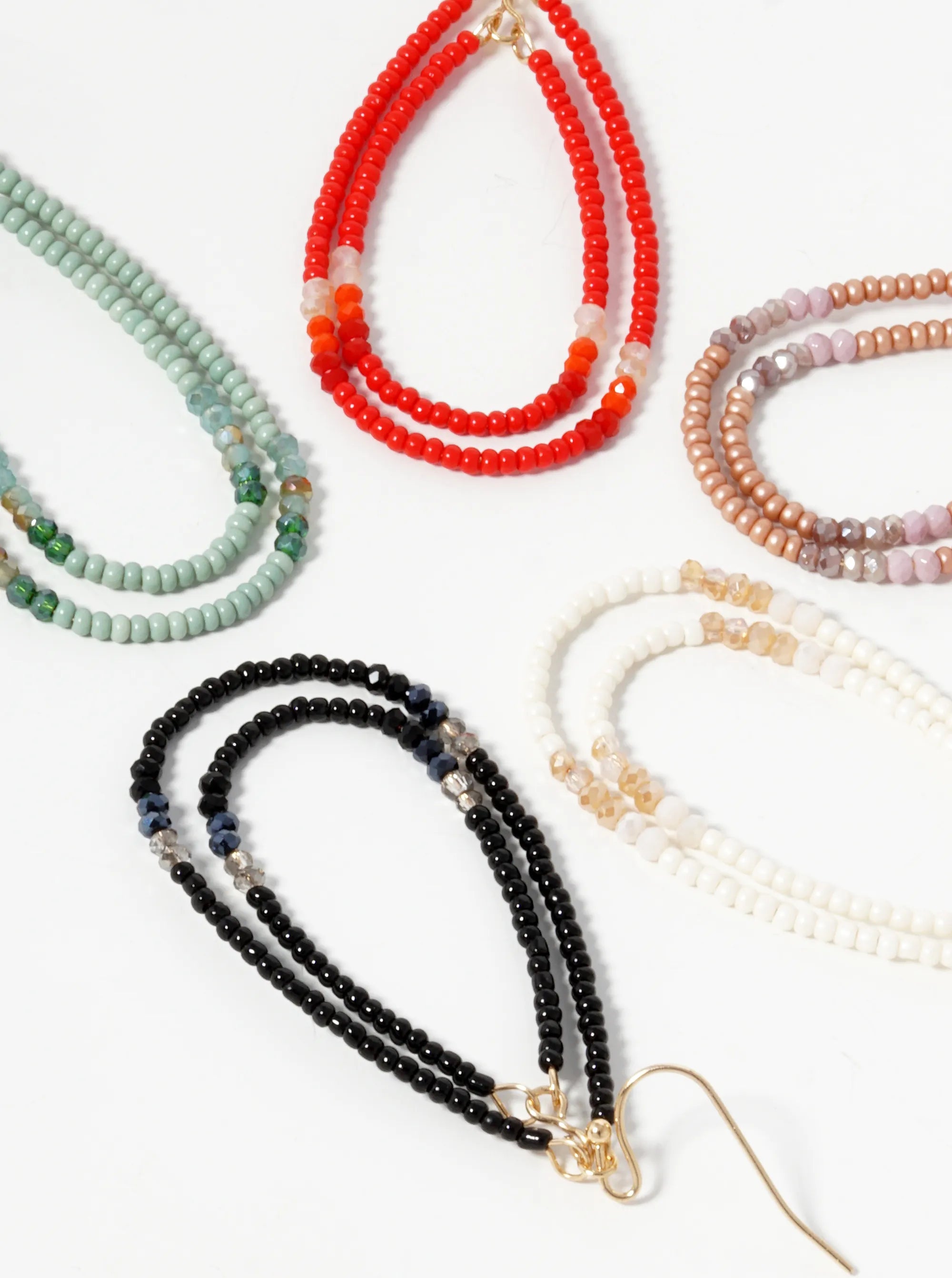 Seed Beaded Double Teardrop Dangle Earrings