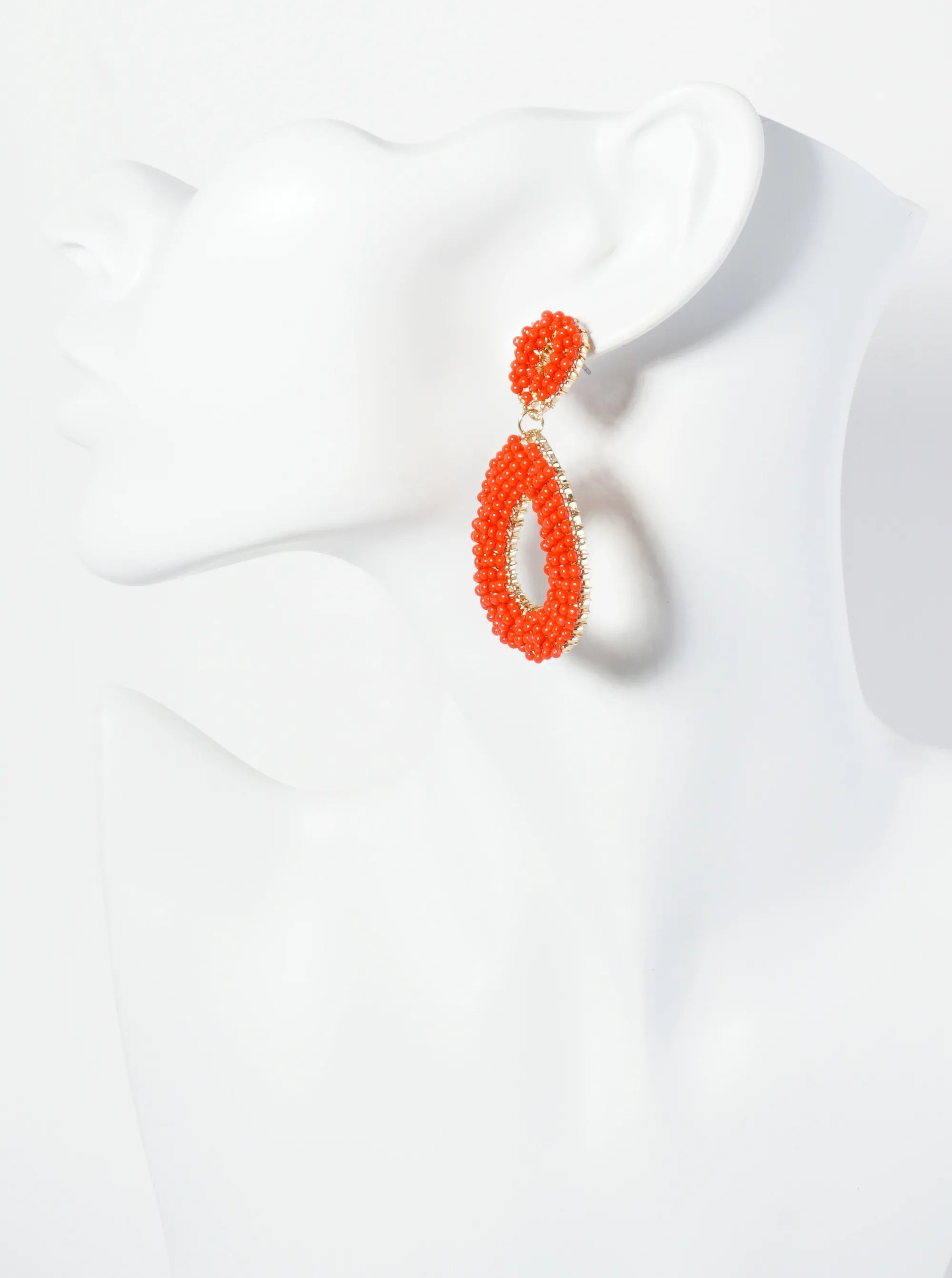 Seed Beaded Double Teardrop Dangle Post Earrings
