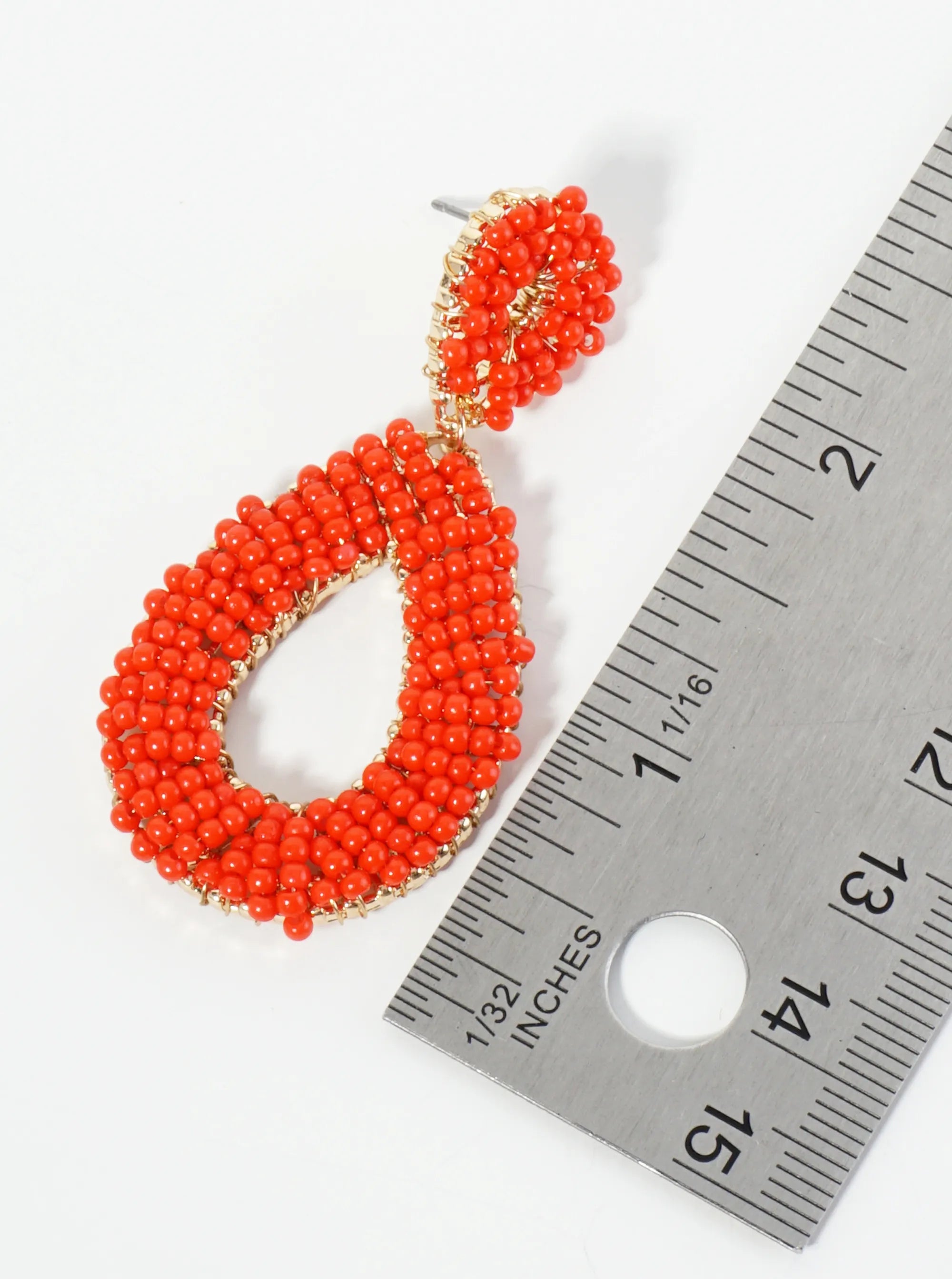 Seed Beaded Double Teardrop Dangle Post Earrings