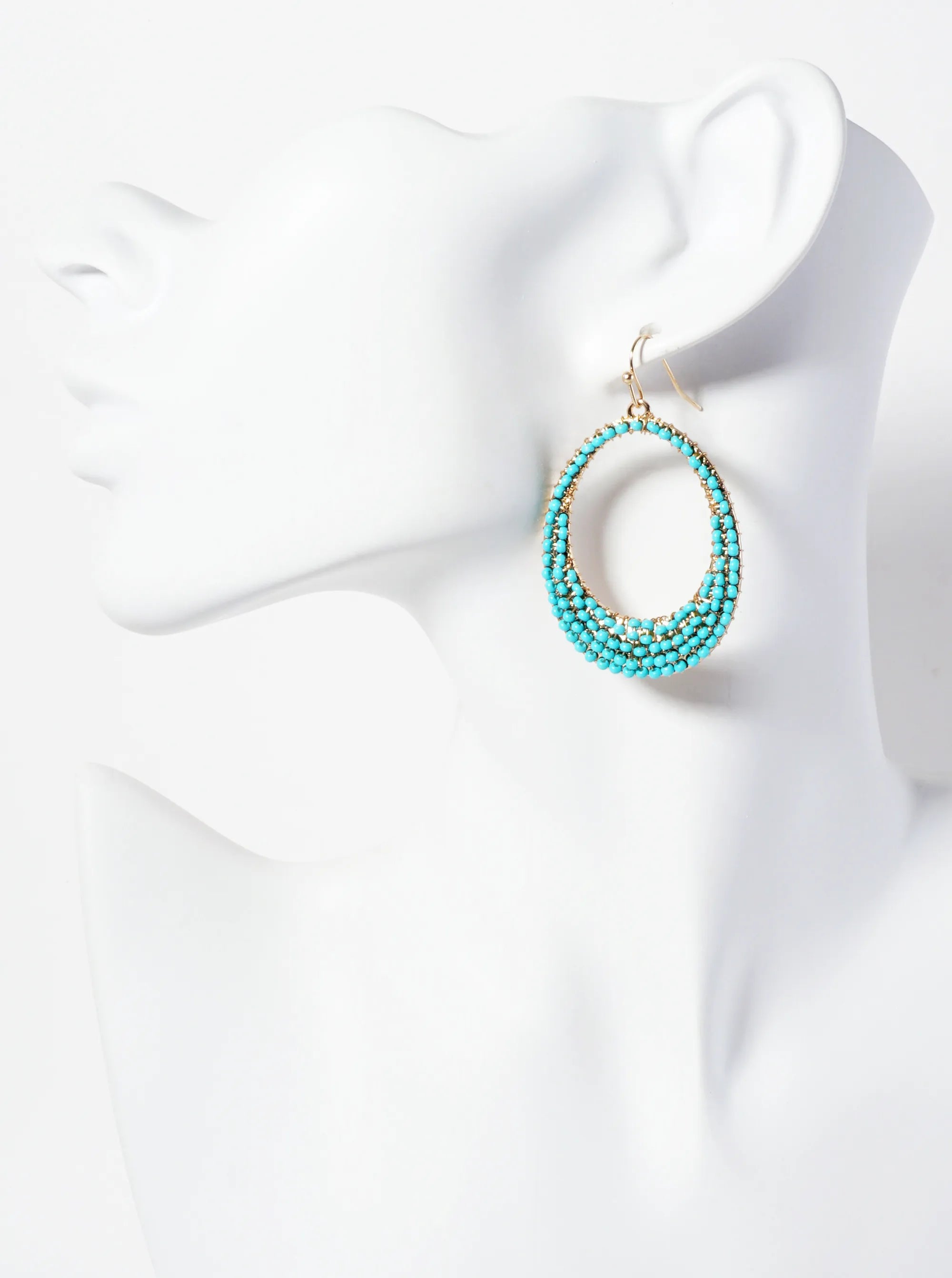 Seed-Beaded Tapered Oval Dangle Earrings