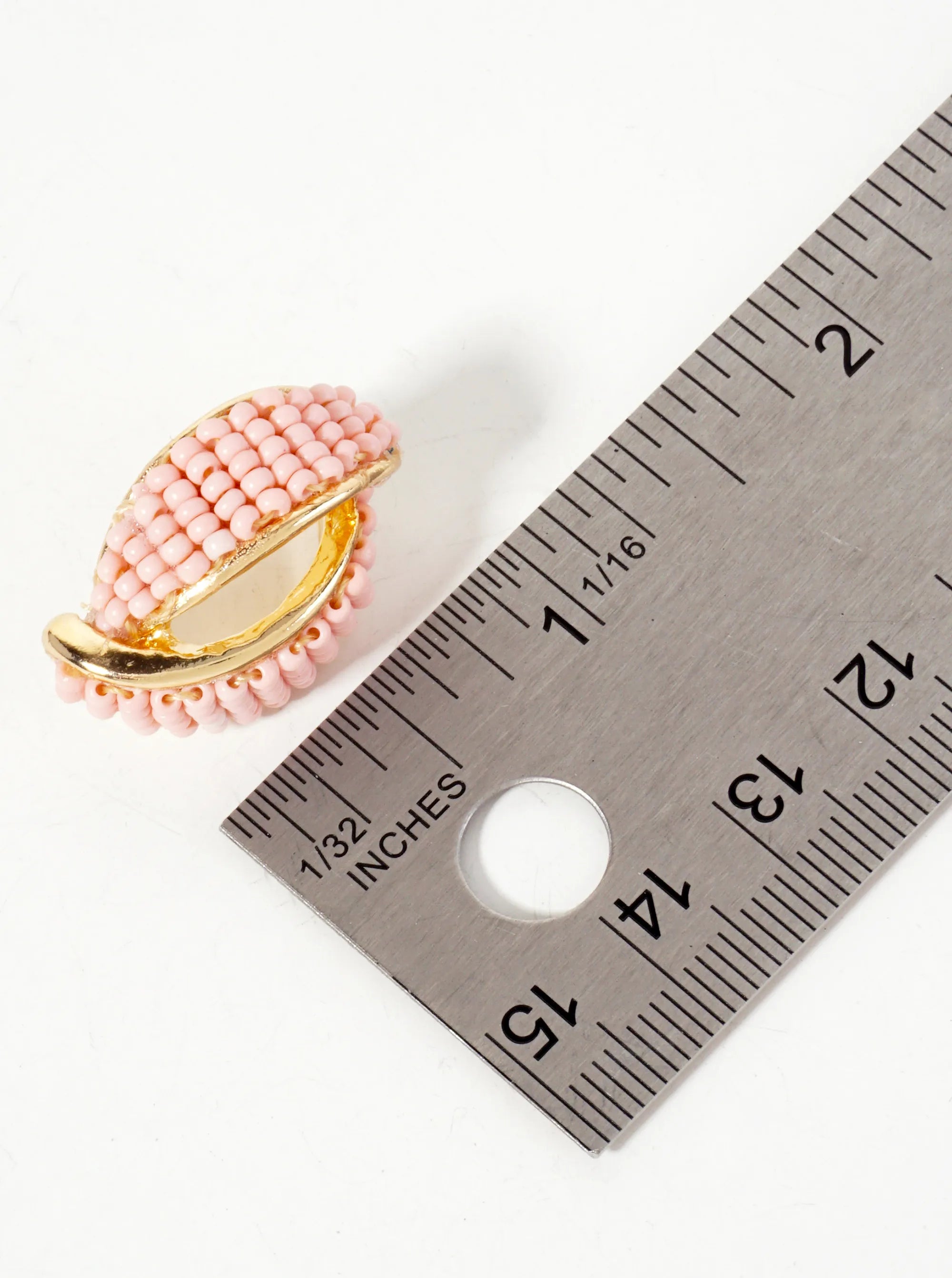 Seed-Beaded Two Overlapping Marquise Shapes Stud Earrings