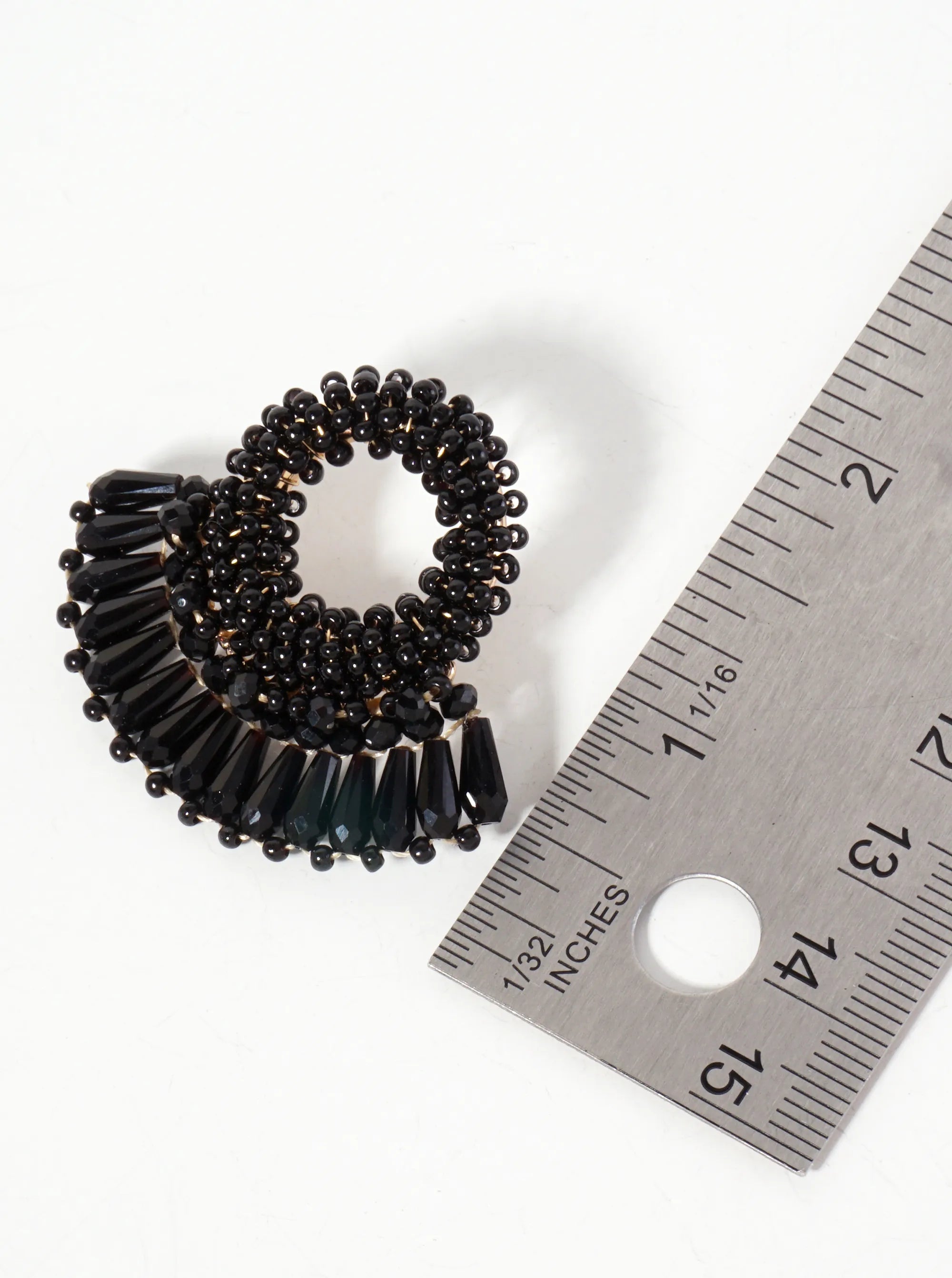 Seed Beads Wire-Wrapped Circle With Angular Beads Fringe Earrings
