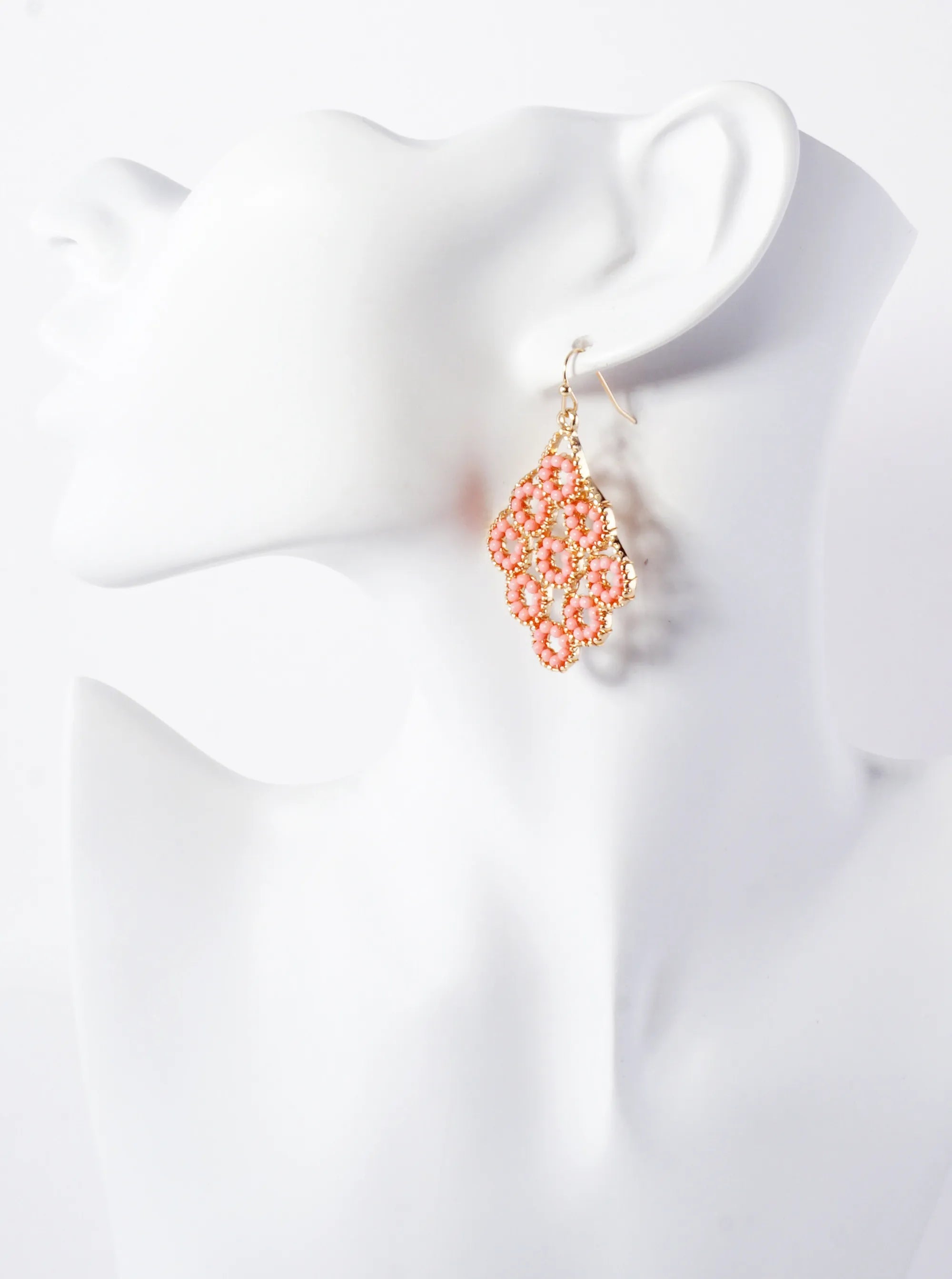 Seed-Beads Wire-Wrapped Geometric Dangle Earrings