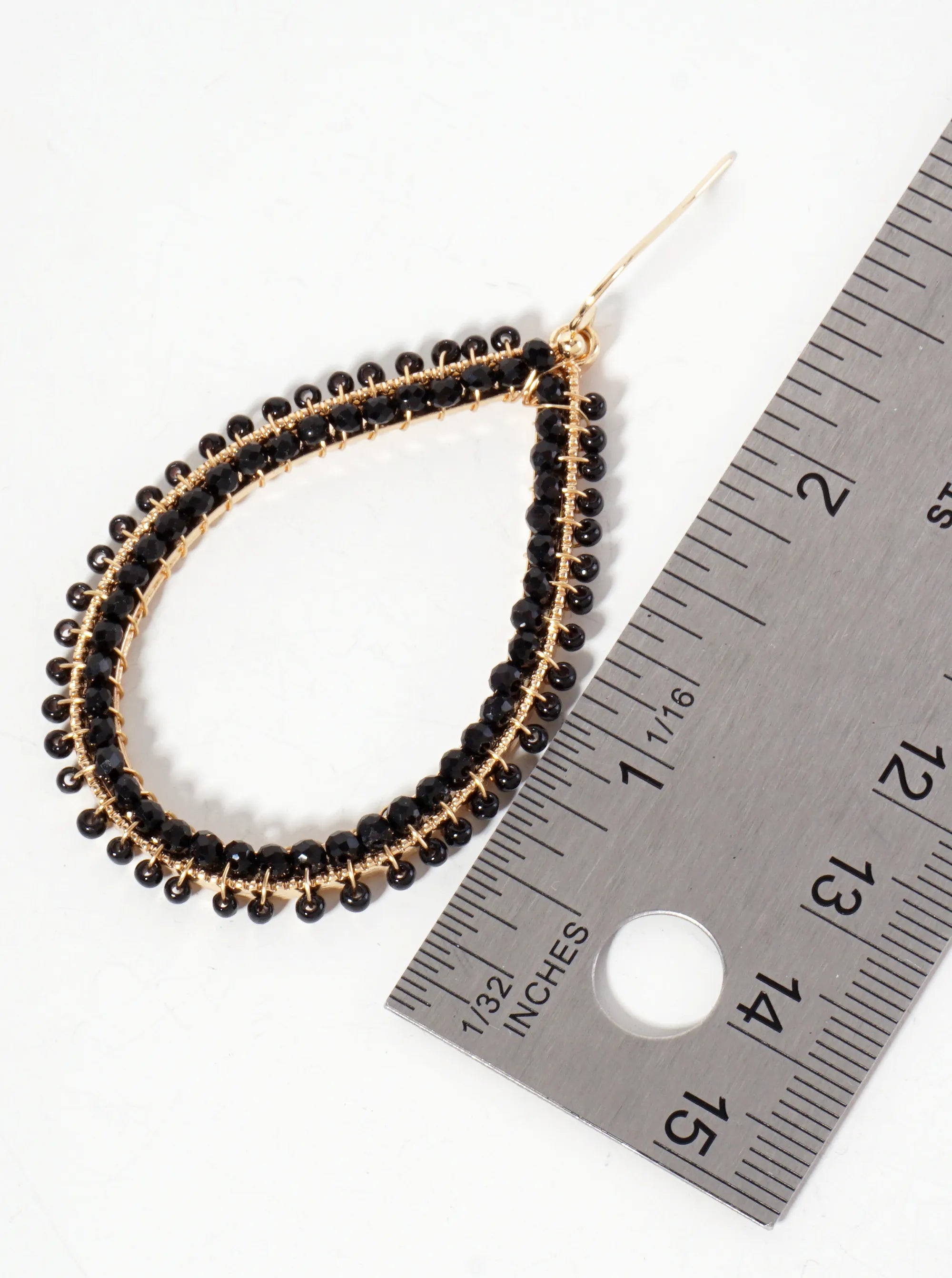 Seed-Beads Wire-Wrapped Teardrop Dangle Earrings