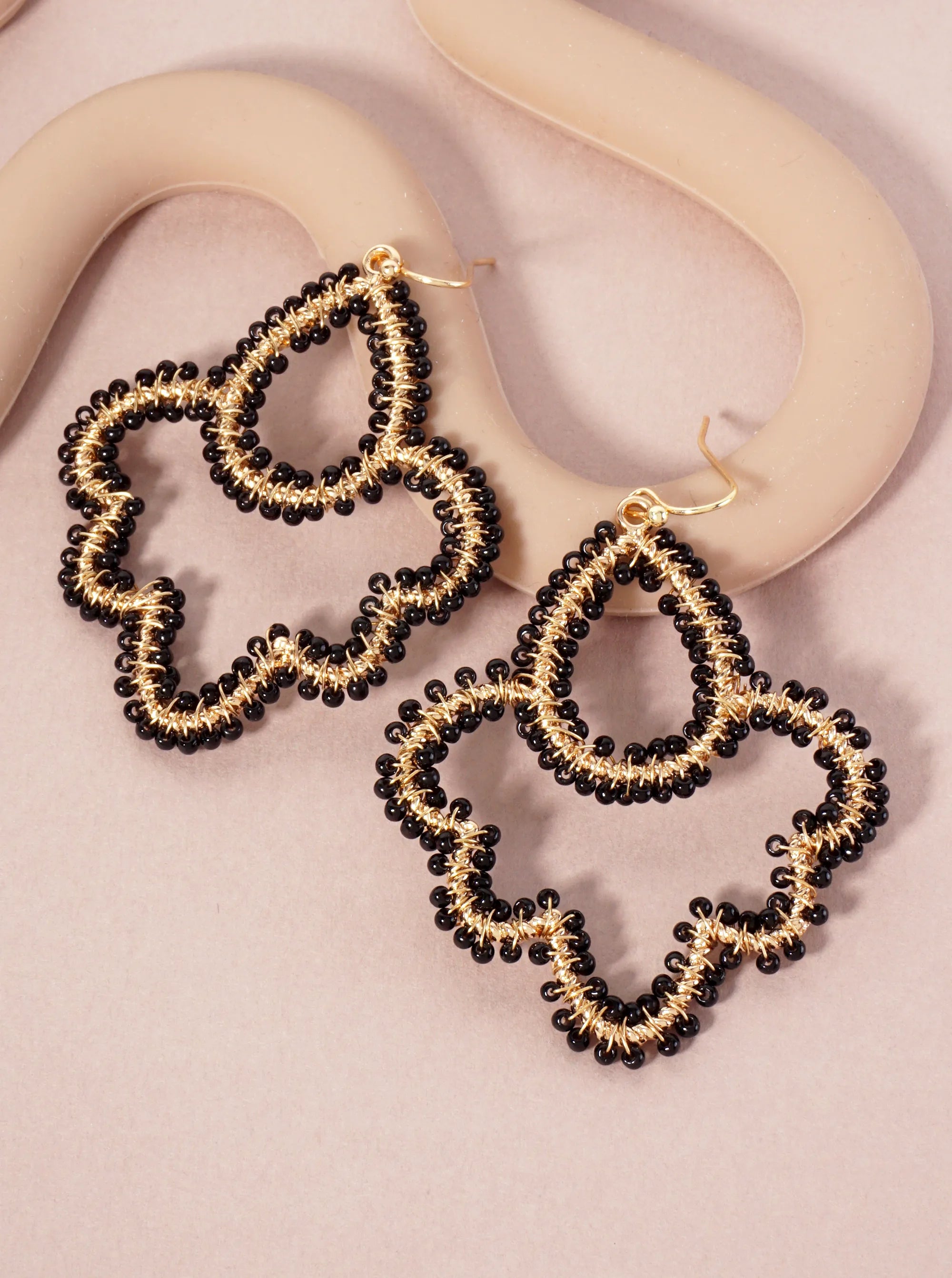 Seed-Beads Wire-Wrapped Teardrop Dangle Earrings