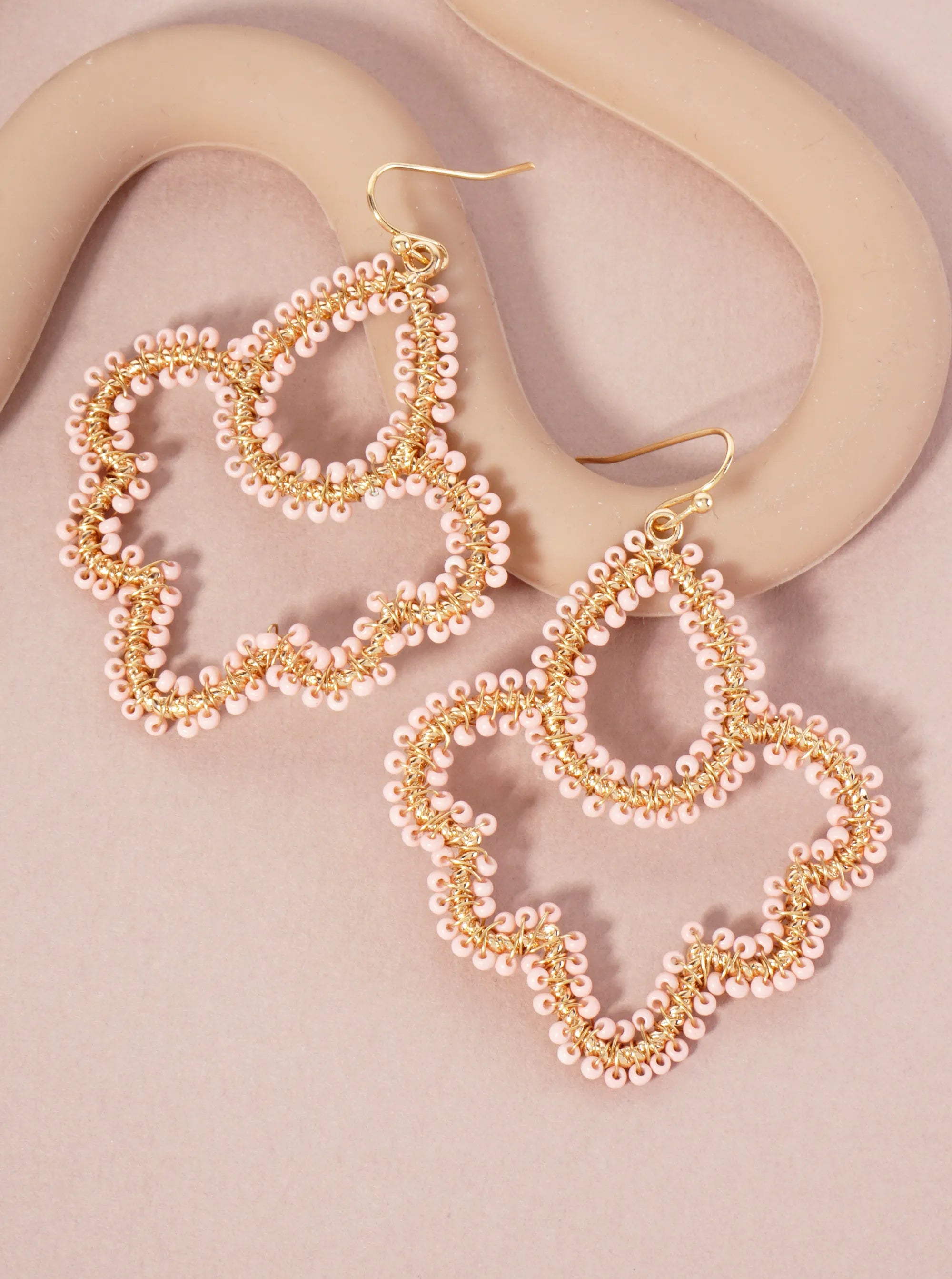 Seed-Beads Wire-Wrapped Teardrop Dangle Earrings