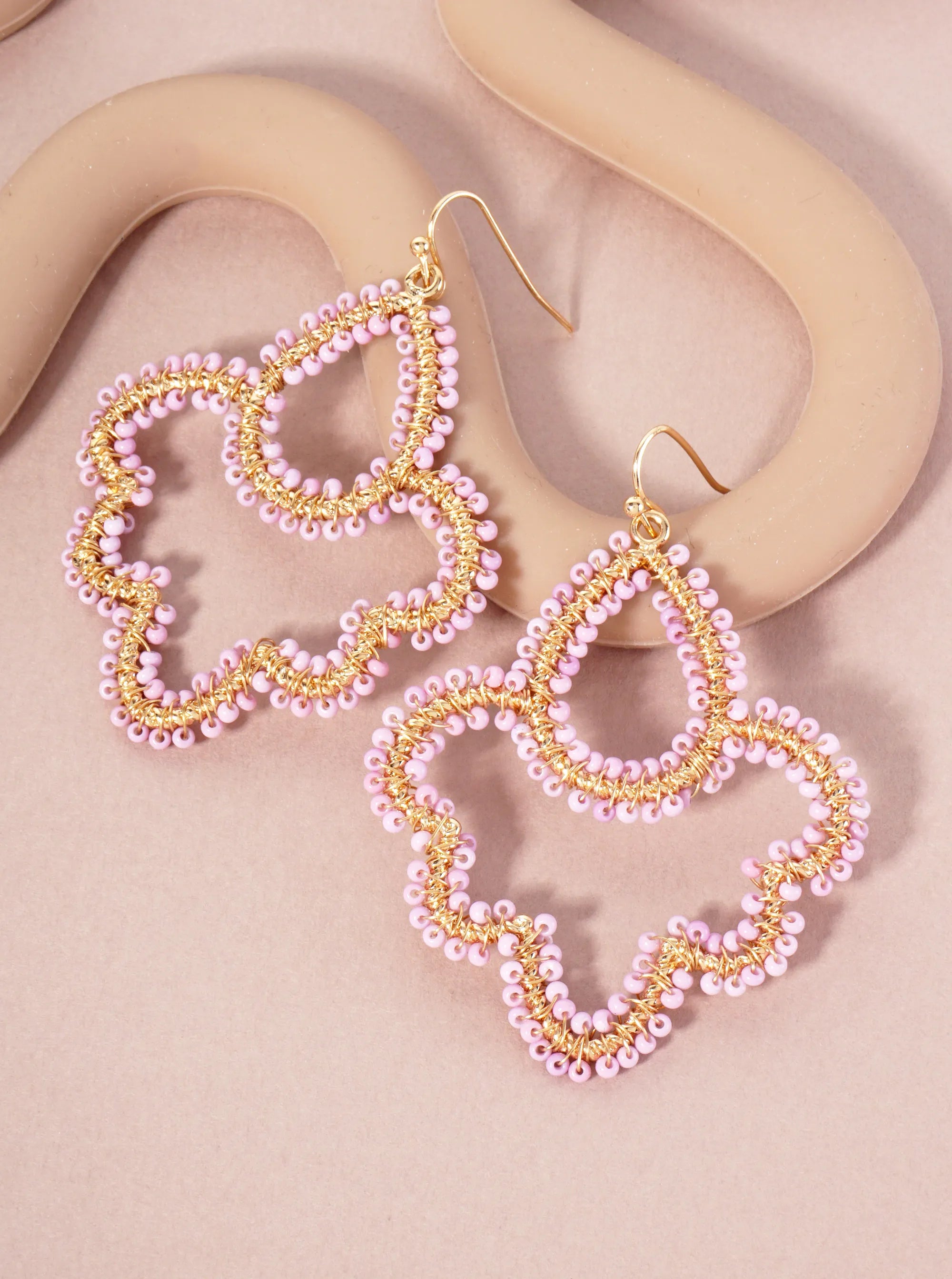 Seed-Beads Wire-Wrapped Teardrop Dangle Earrings