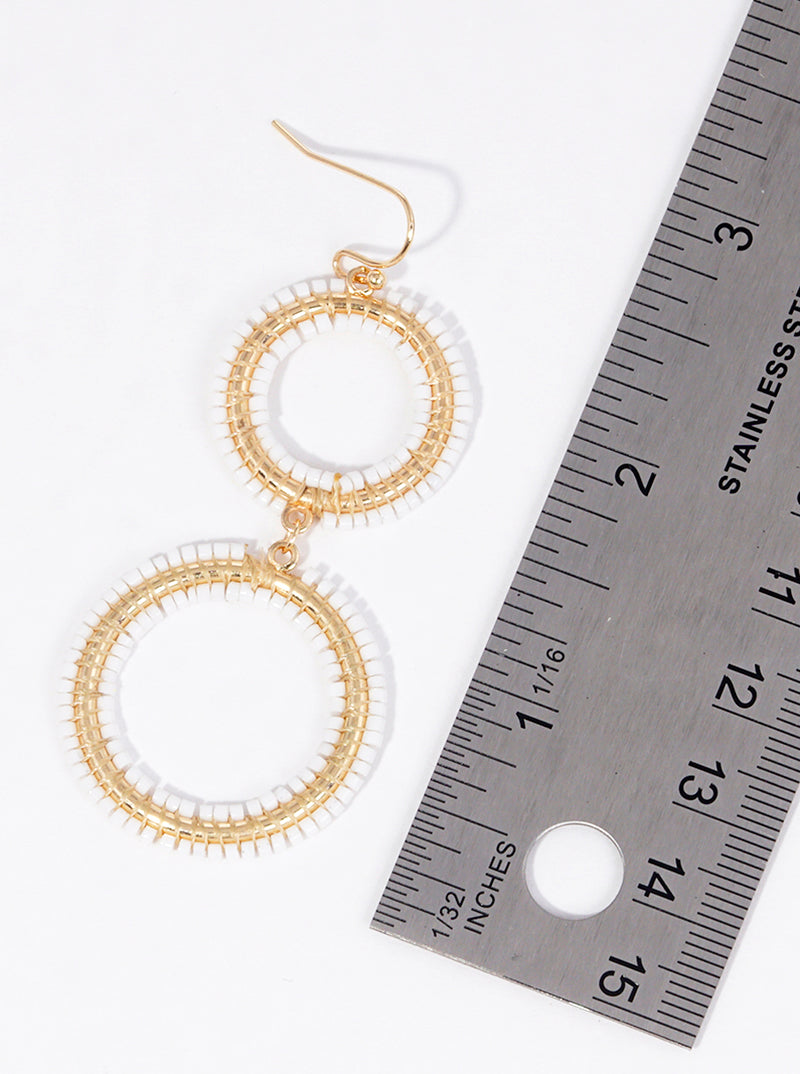 Seed Beaded Double Circle Dangle Drop Earrings