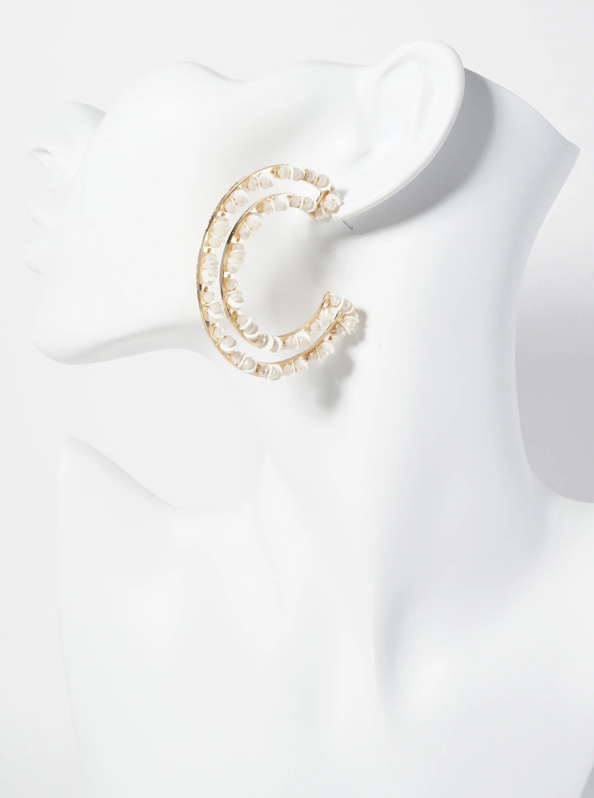 Sequin And Glass-Beaded 50mm Statement Open Hoop Earrings