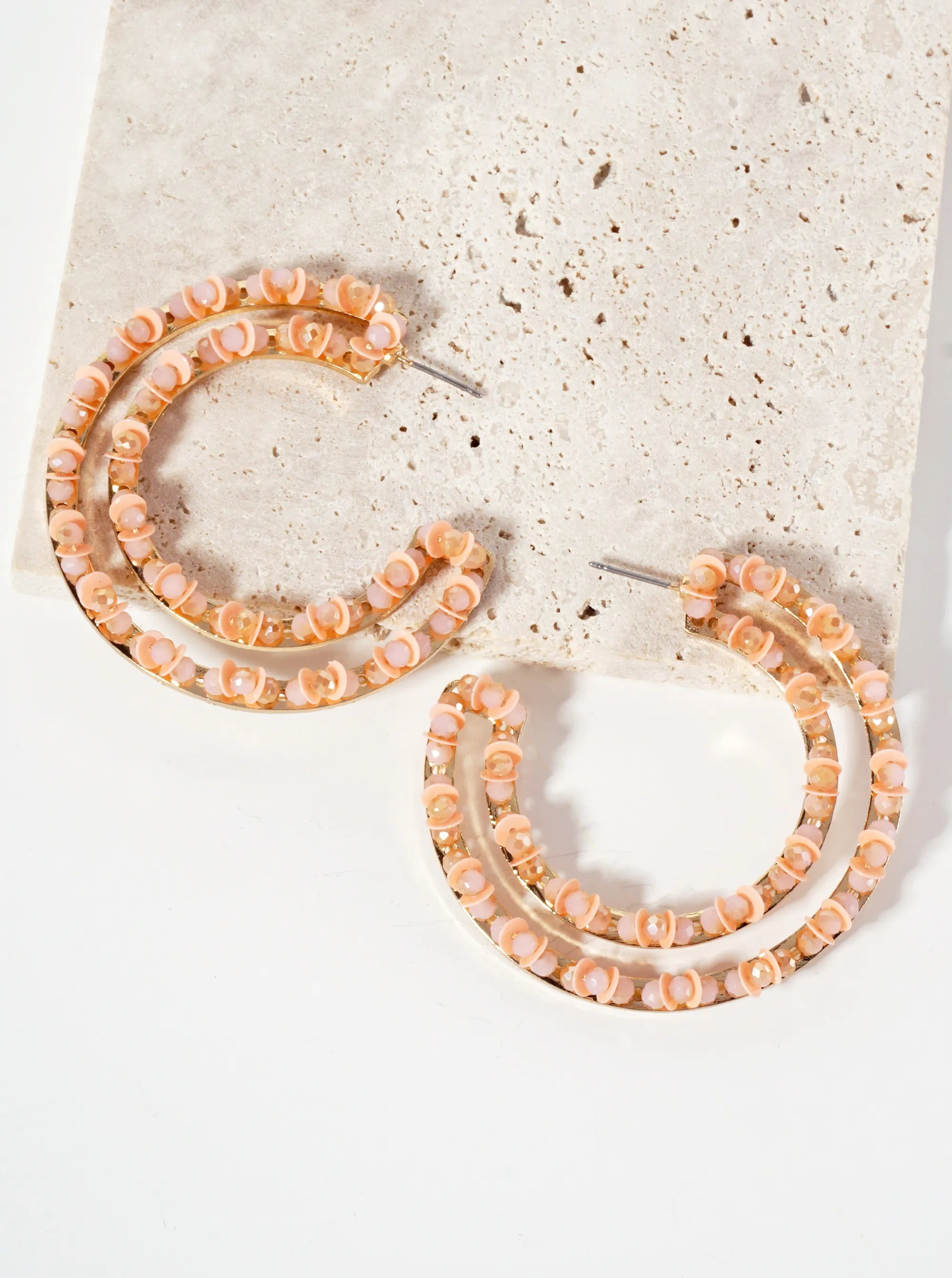 Sequin And Glass-Beaded 50mm Statement Open Hoop Earrings