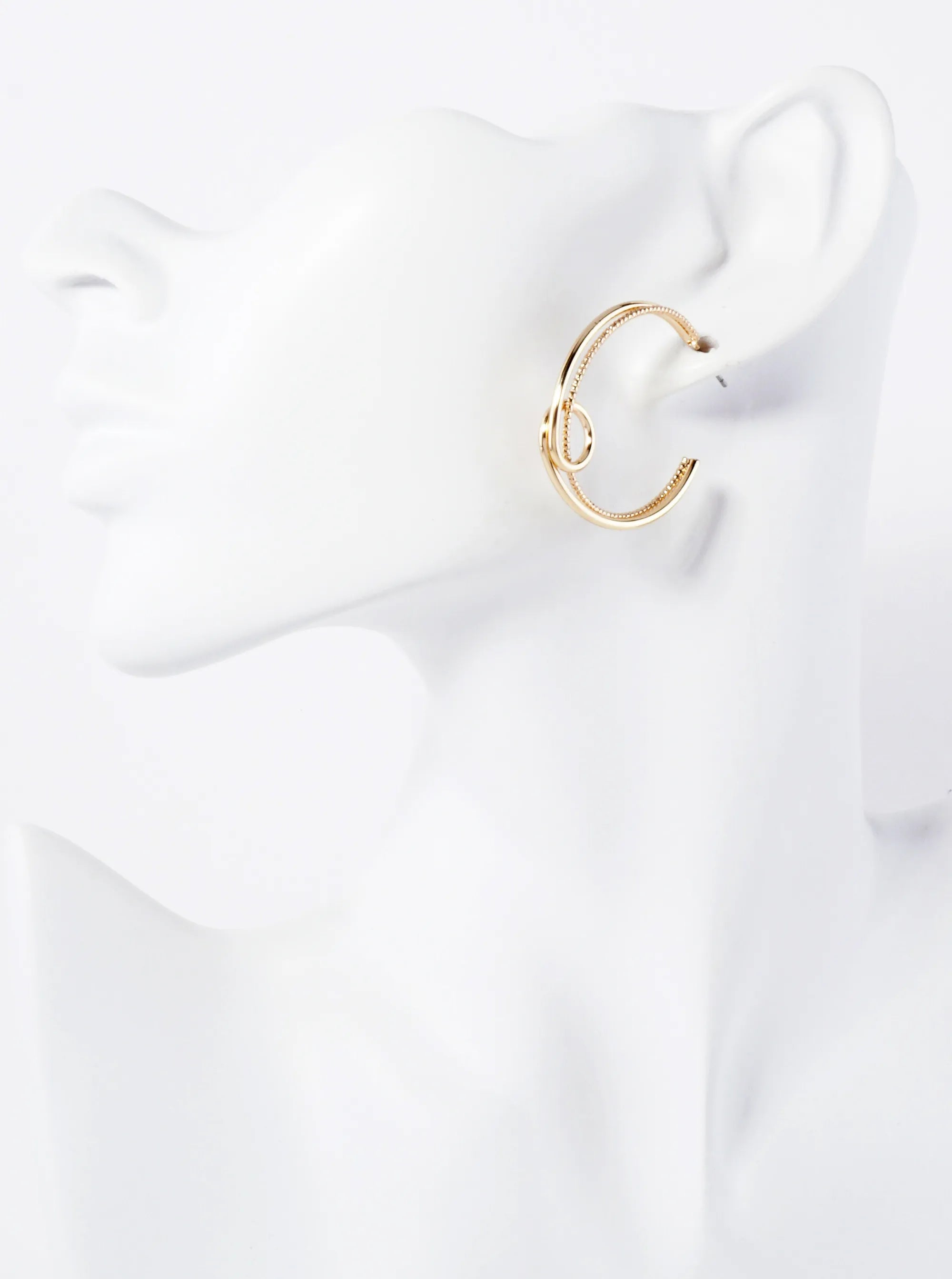 Small Circle Inside Textured 30mm Layered Hoop Earrings