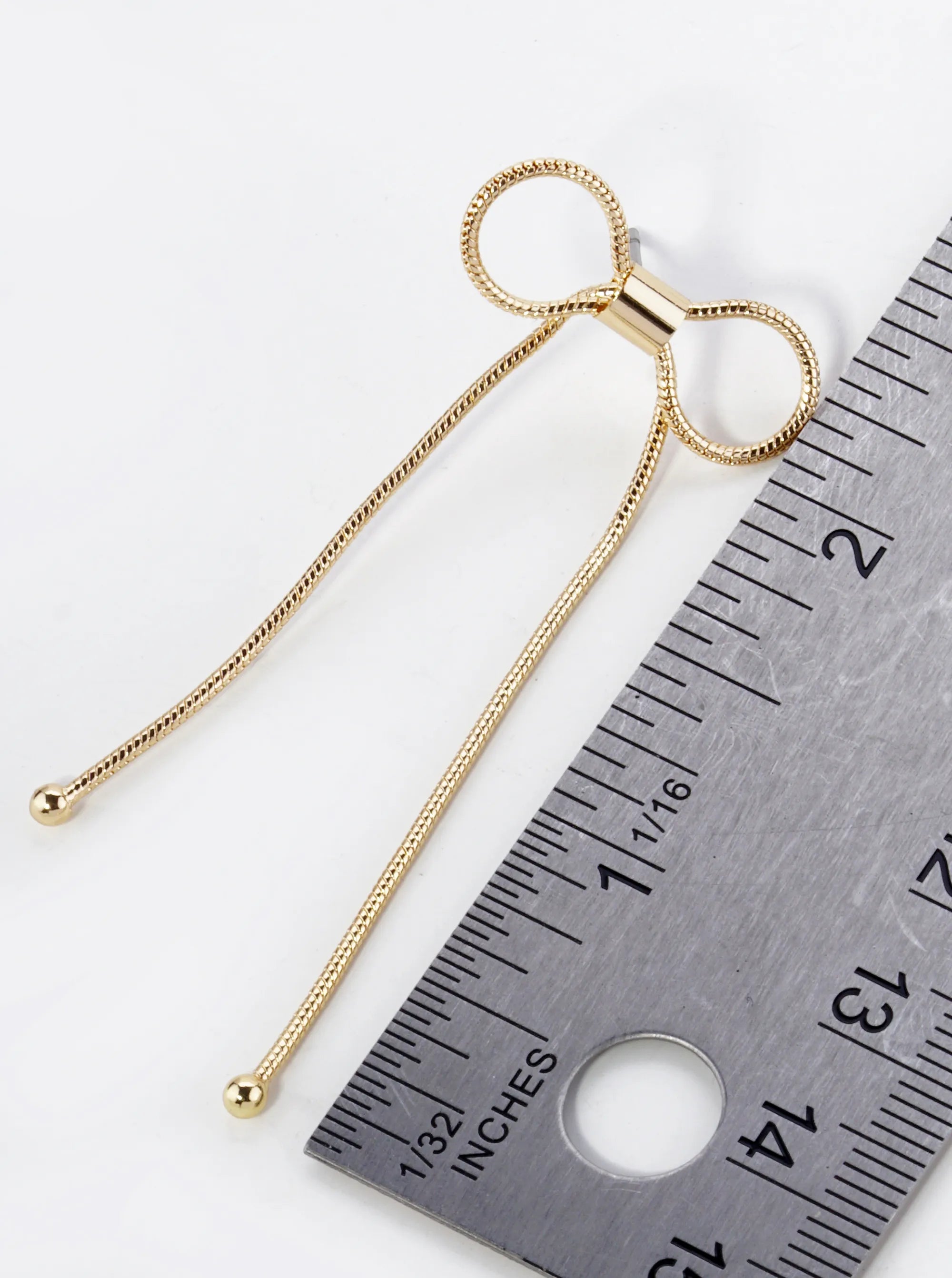 Snake Chain Ribbon Bow Drop Post Earrings