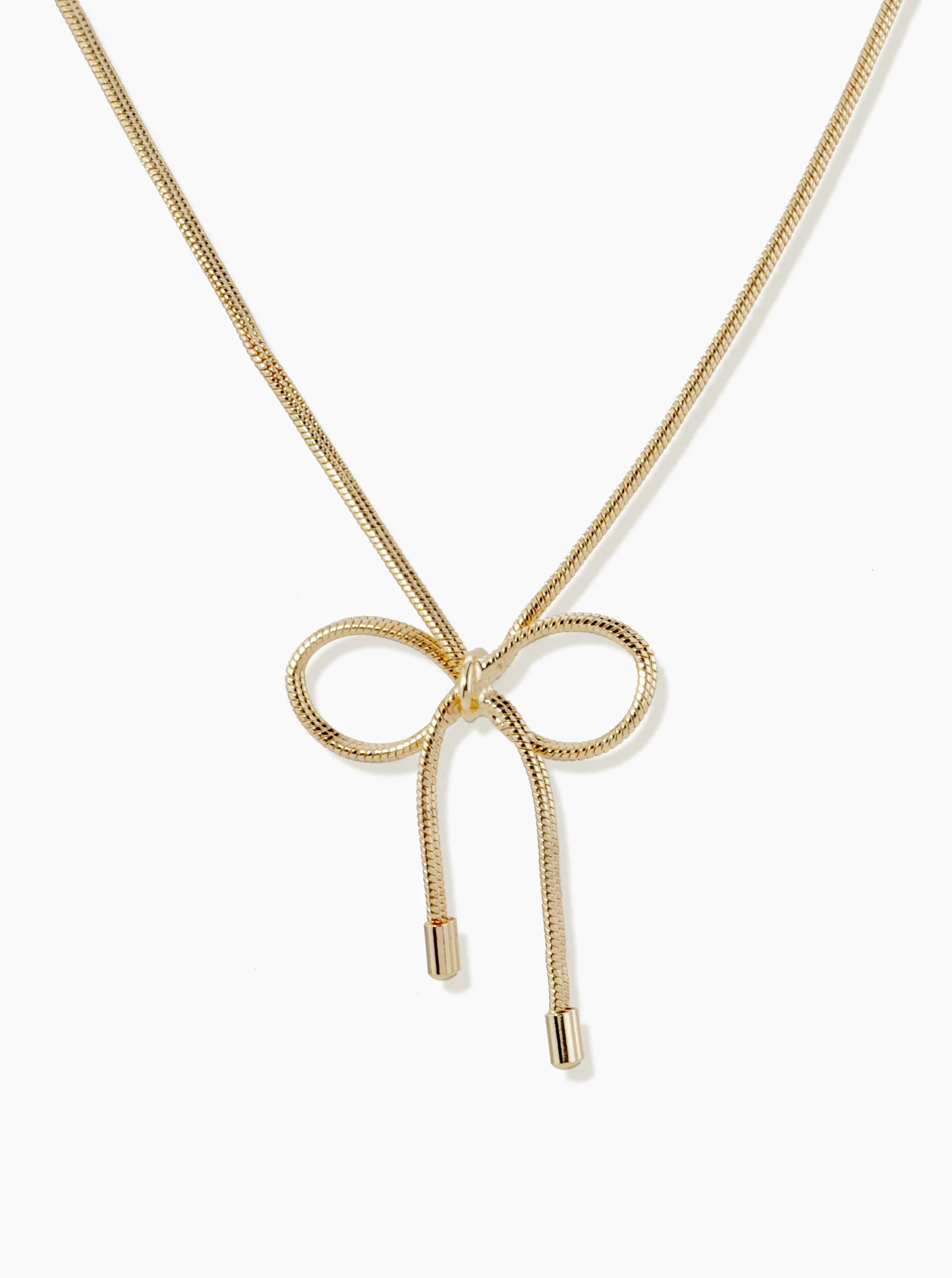 Snake Chain Ribbon Bow Pendant 16 Inch Necklace