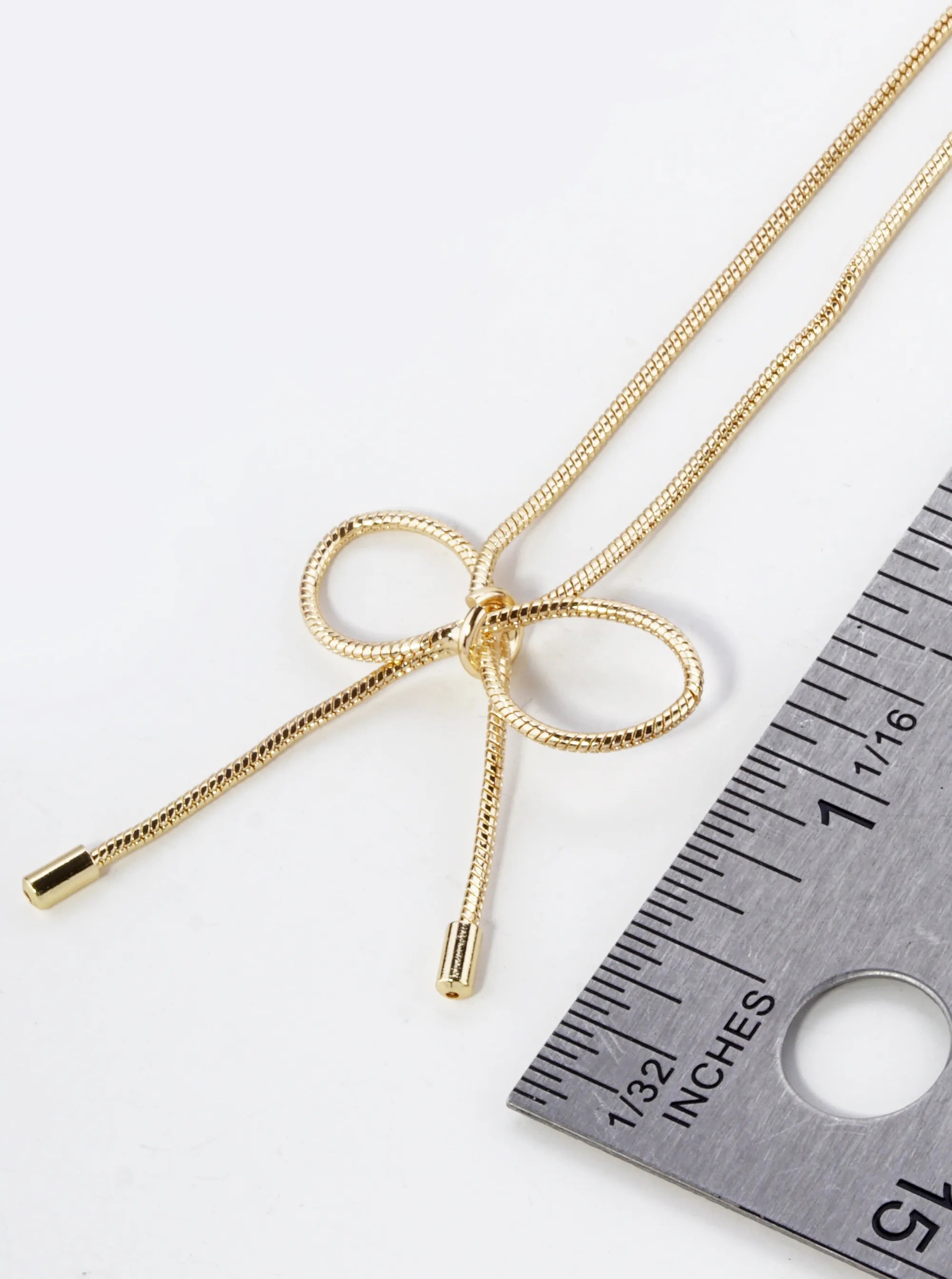 Snake Chain Ribbon Bow Pendant 16 Inch Necklace