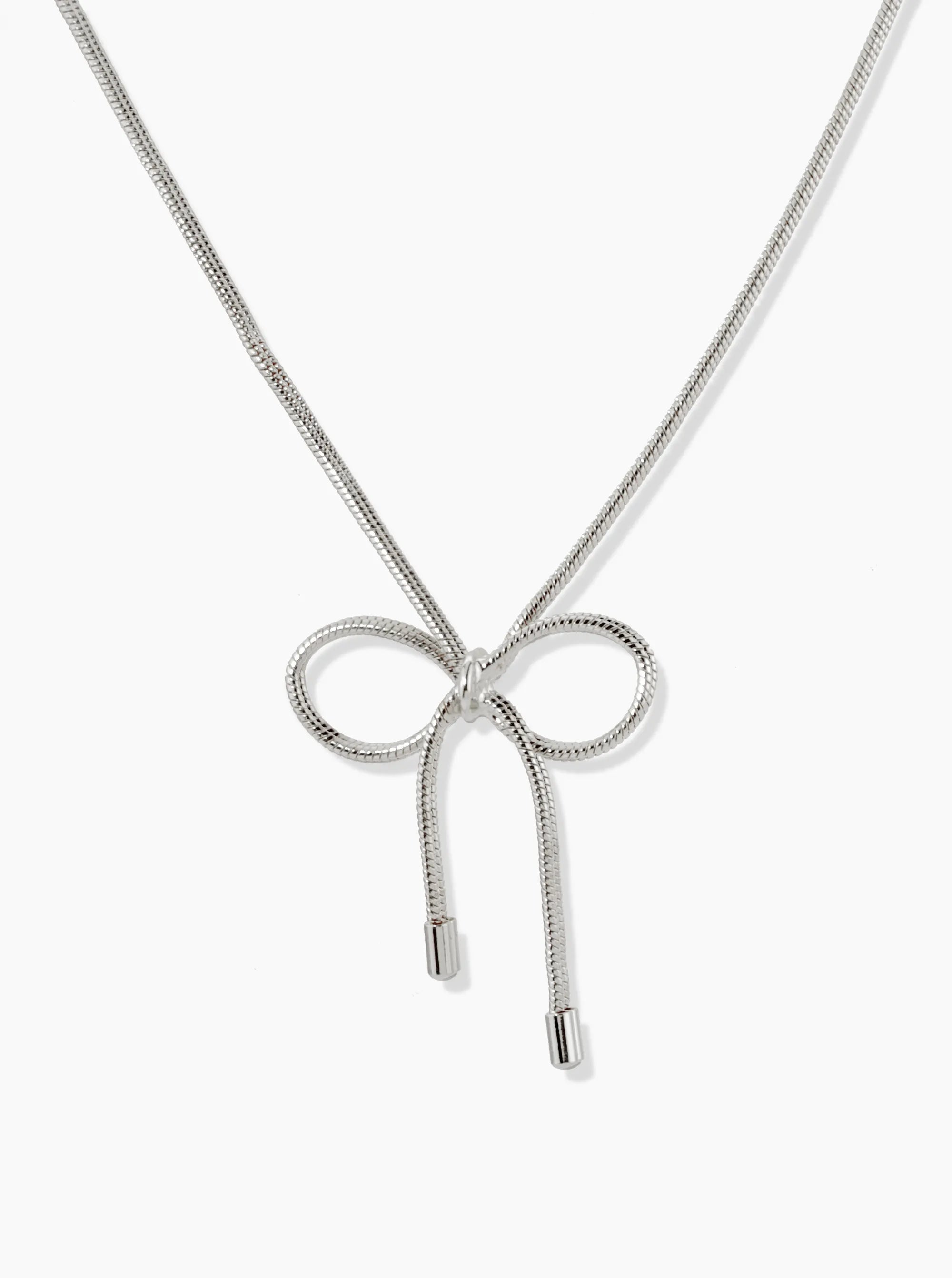 Snake Chain Ribbon Bow Pendant 16 Inch Necklace
