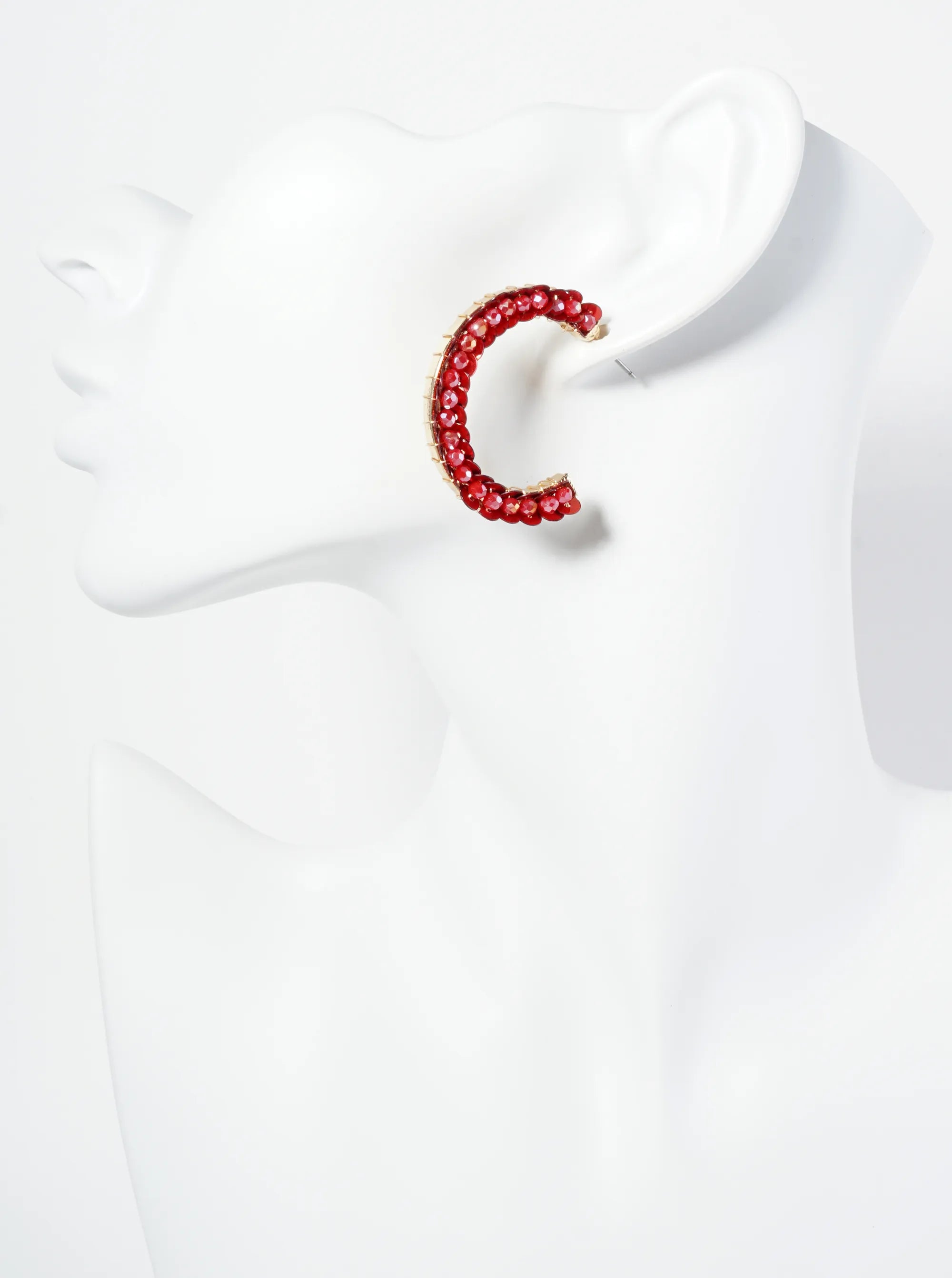 Spangle And Glass Beaded 35mm Open Hoop Earrings