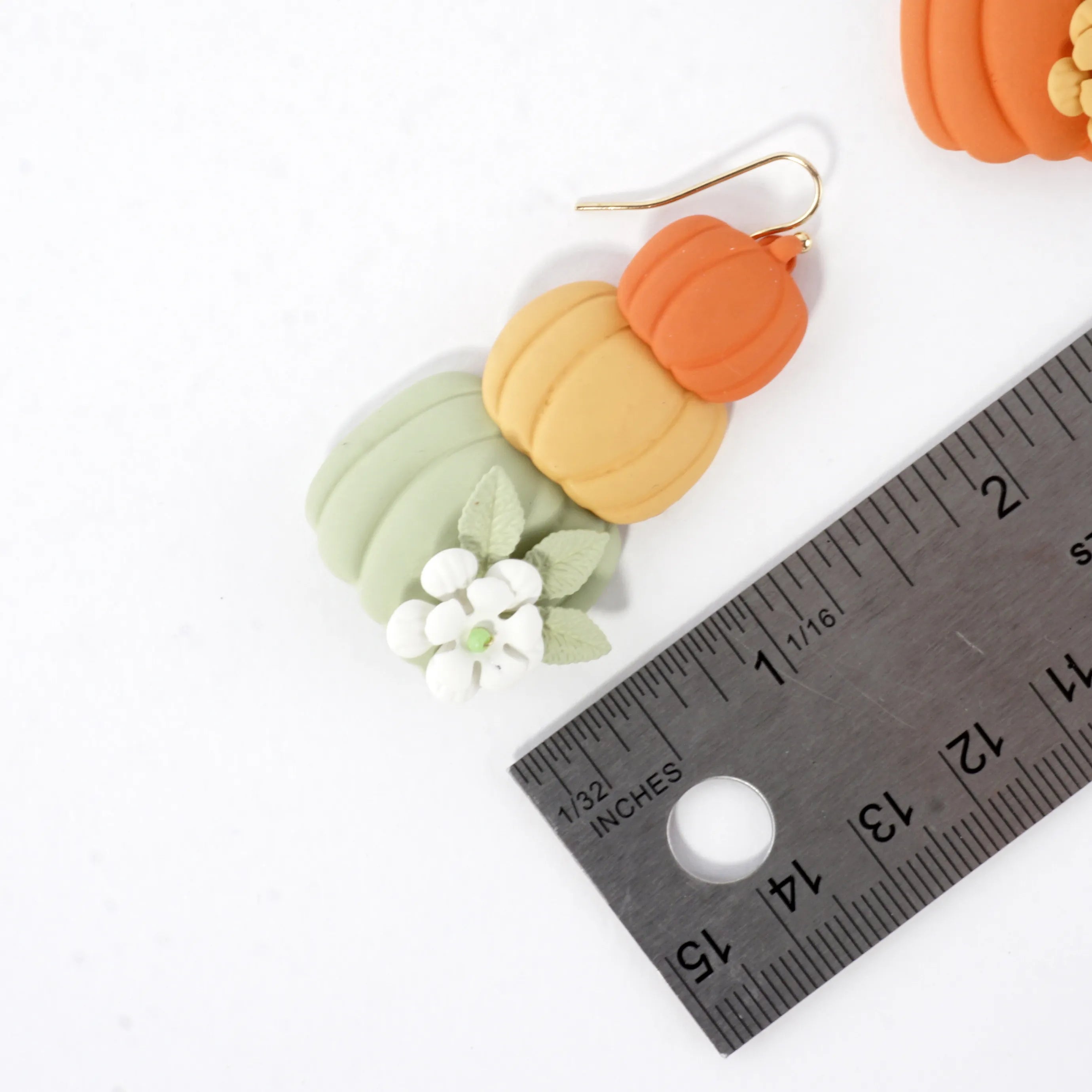 Stacked Pumpkins Enamel Flower Drop Earrings