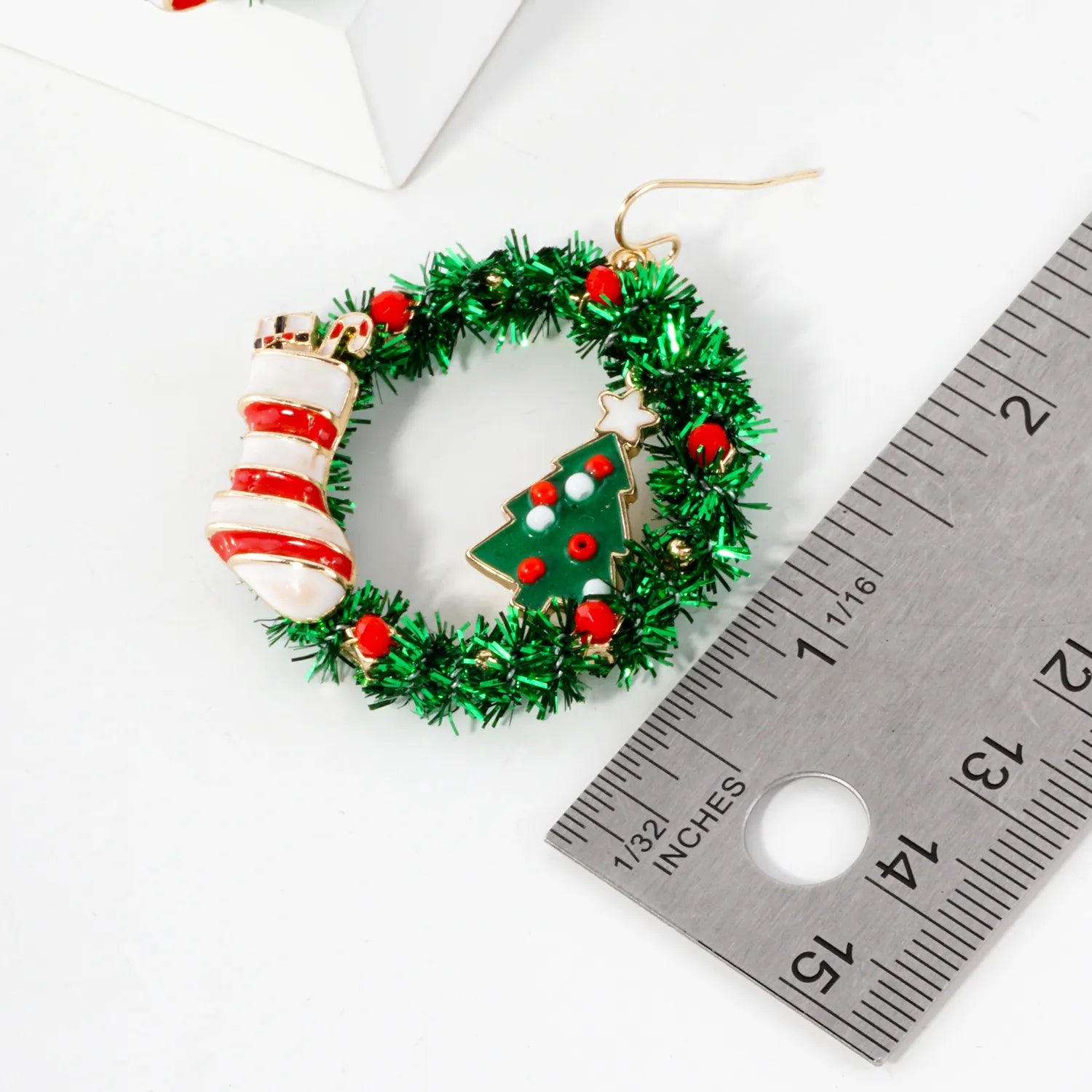 Stocking Tree Charms Christmas Wreath Earrings