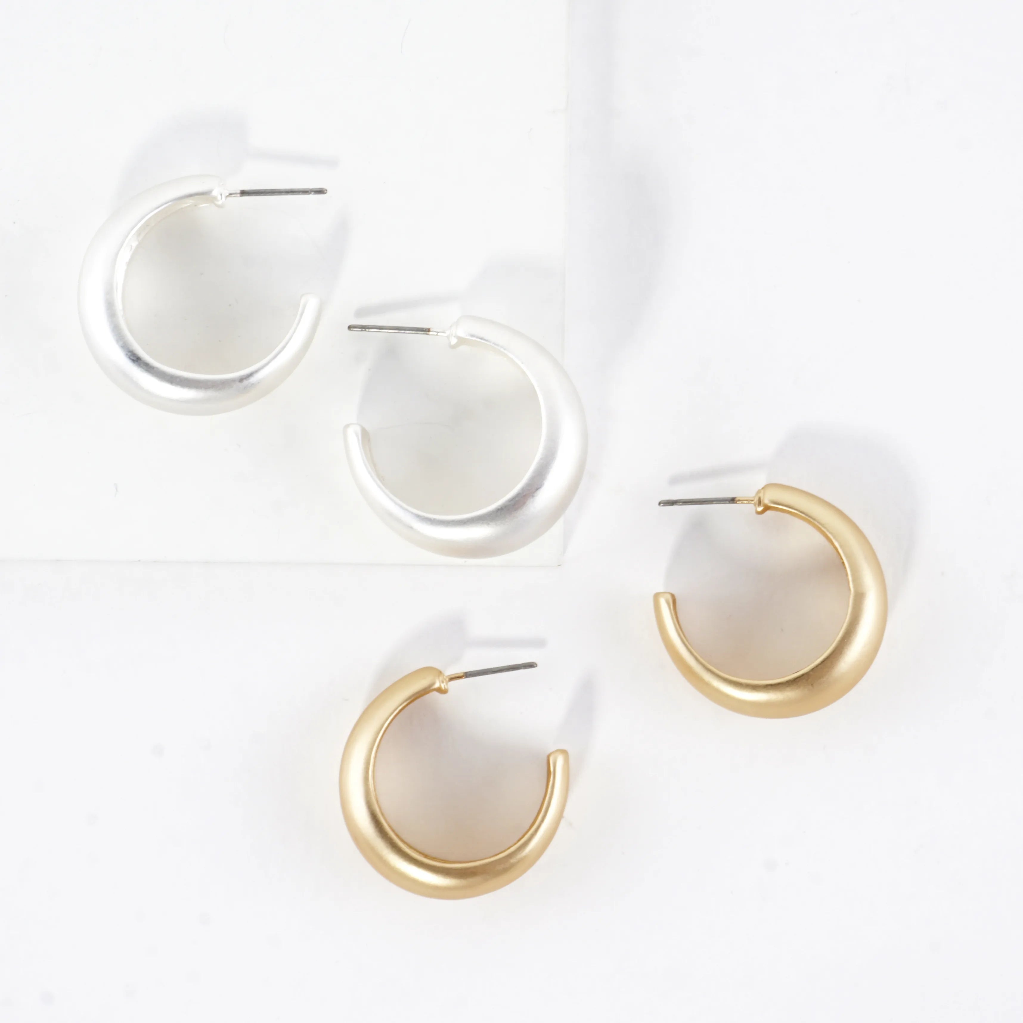Tapered Dome Chunky Hoop Earrings