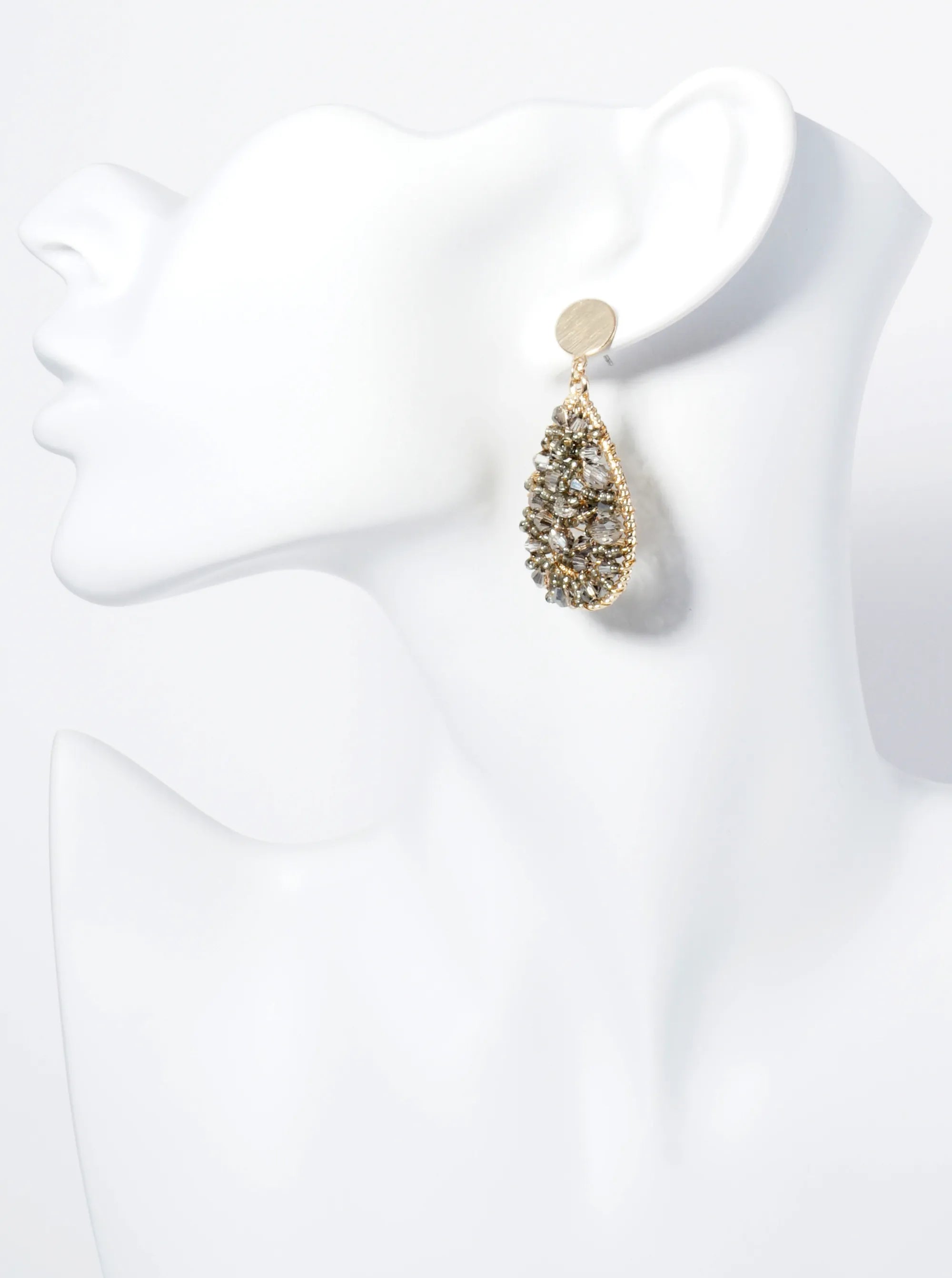 Teardrop Dangle Earrings With Intricate Wire-Wrapped Glass Beads