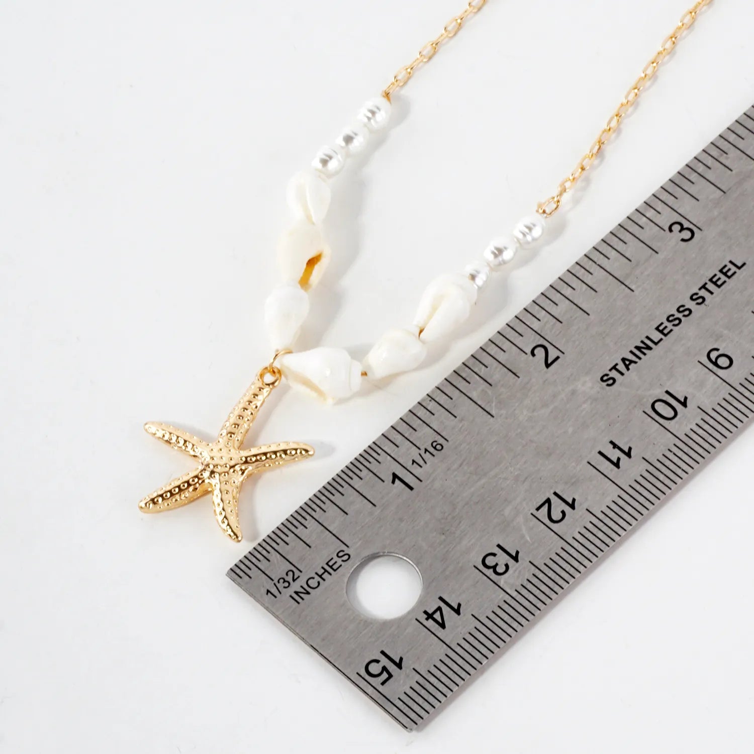 Teardrop Pendant Pearl Conch-Shell Charm Necklace