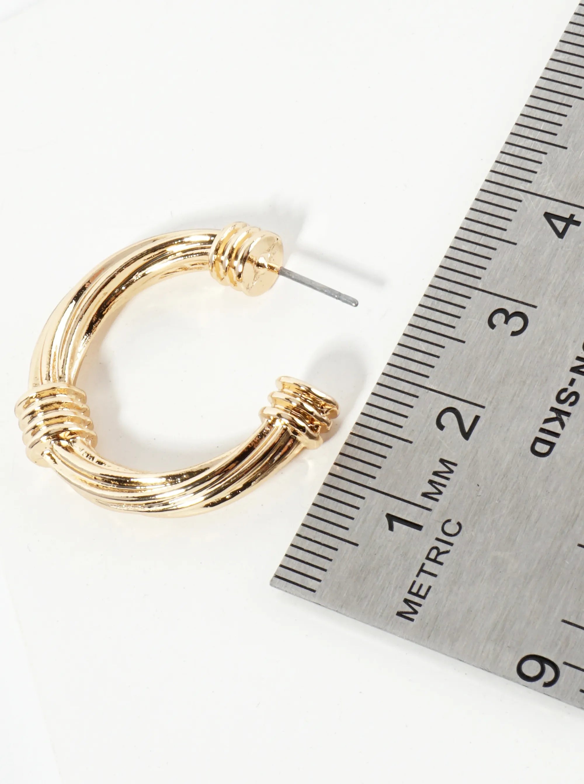 Textured Metal 25mm Open Hoop Earrings