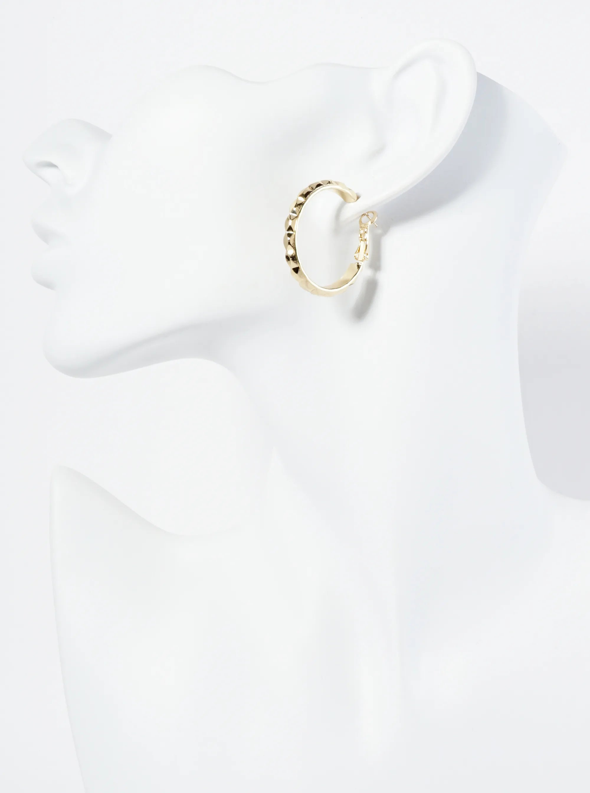 Textured Metal 27mm Latch Back Hoop Earrings