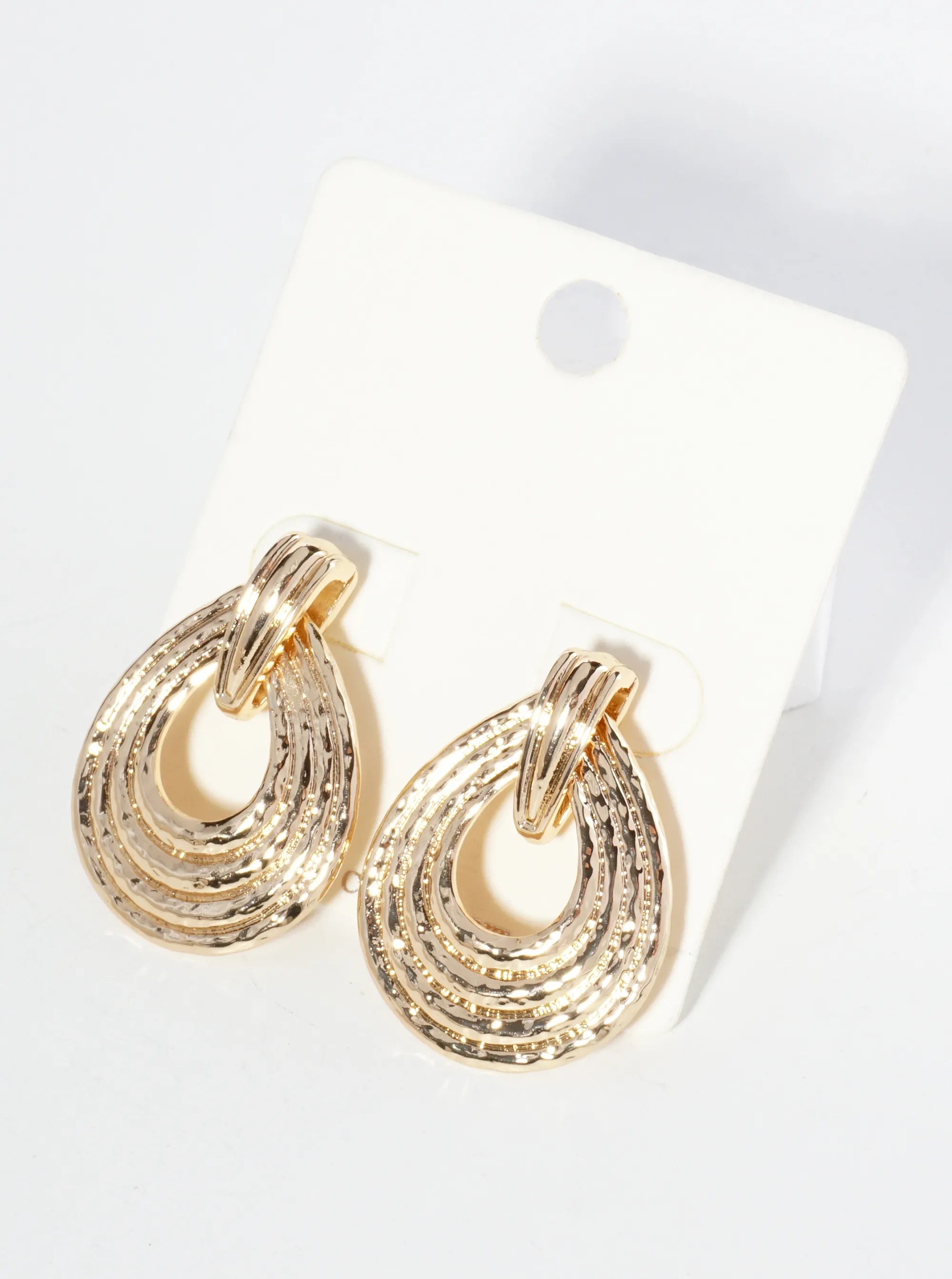 Textured Metal Teardrop Post Earrings