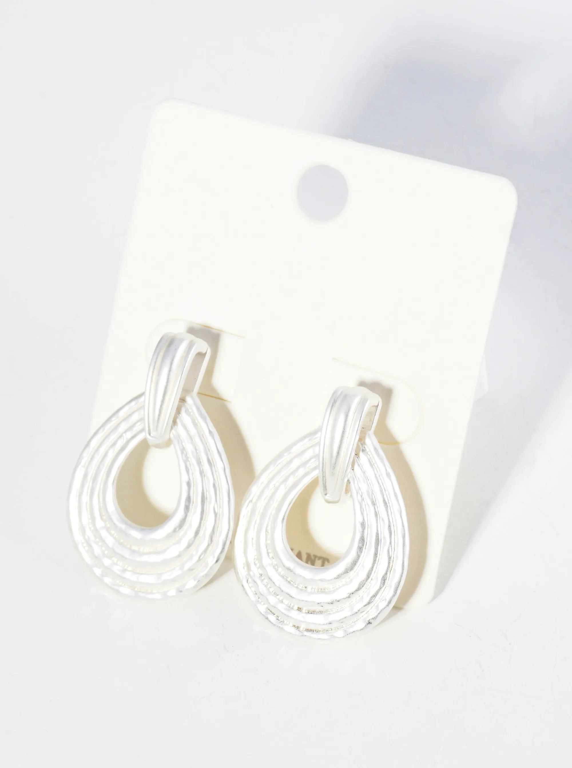 Textured Metal Teardrop Post Earrings