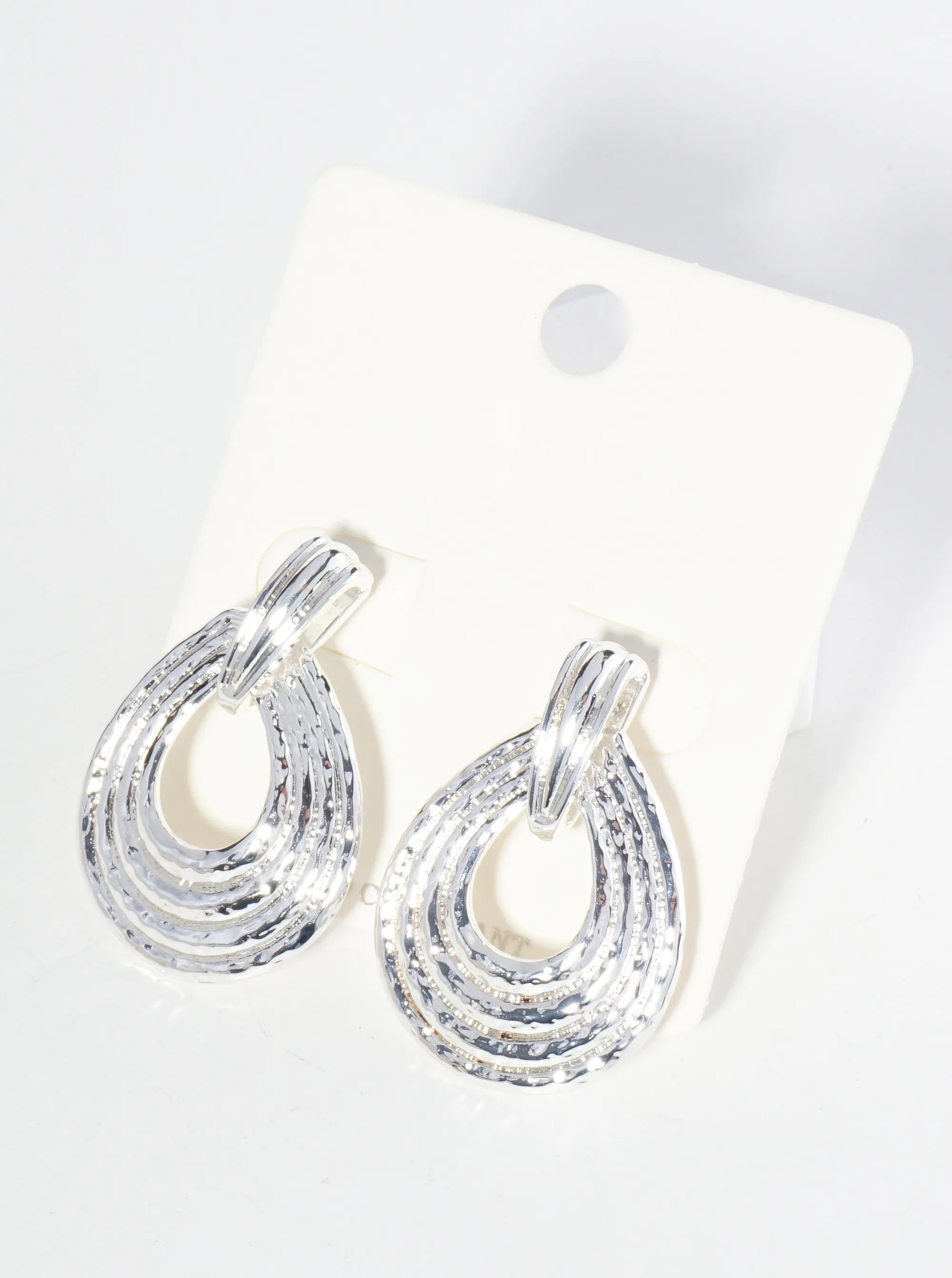 Textured Metal Teardrop Post Earrings