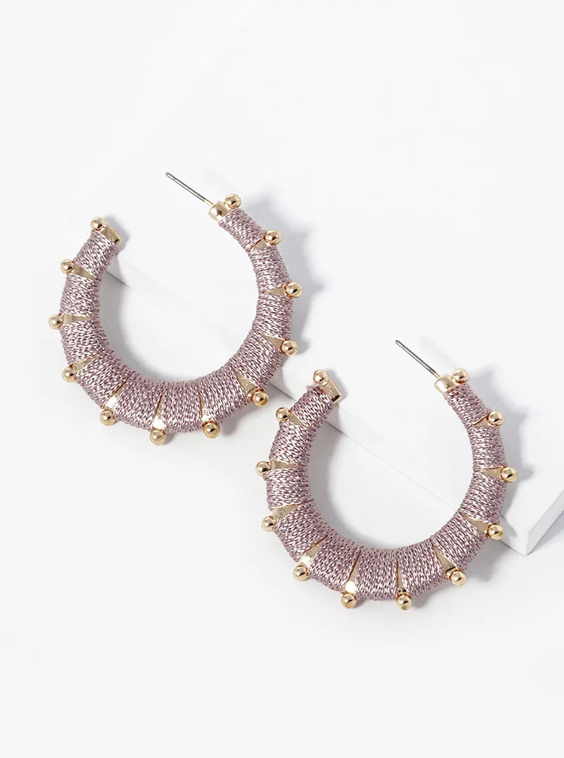 Thread Wrapped 40mm Open Hoop Earrings