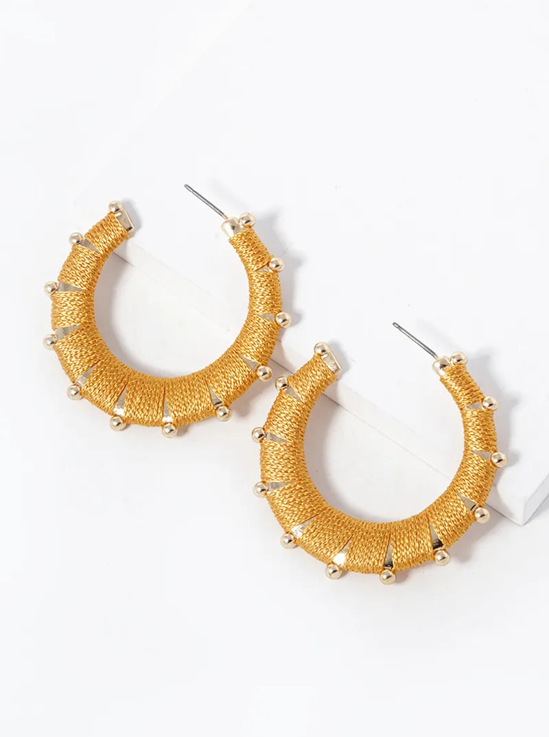 Thread Wrapped 40mm Open Hoop Earrings