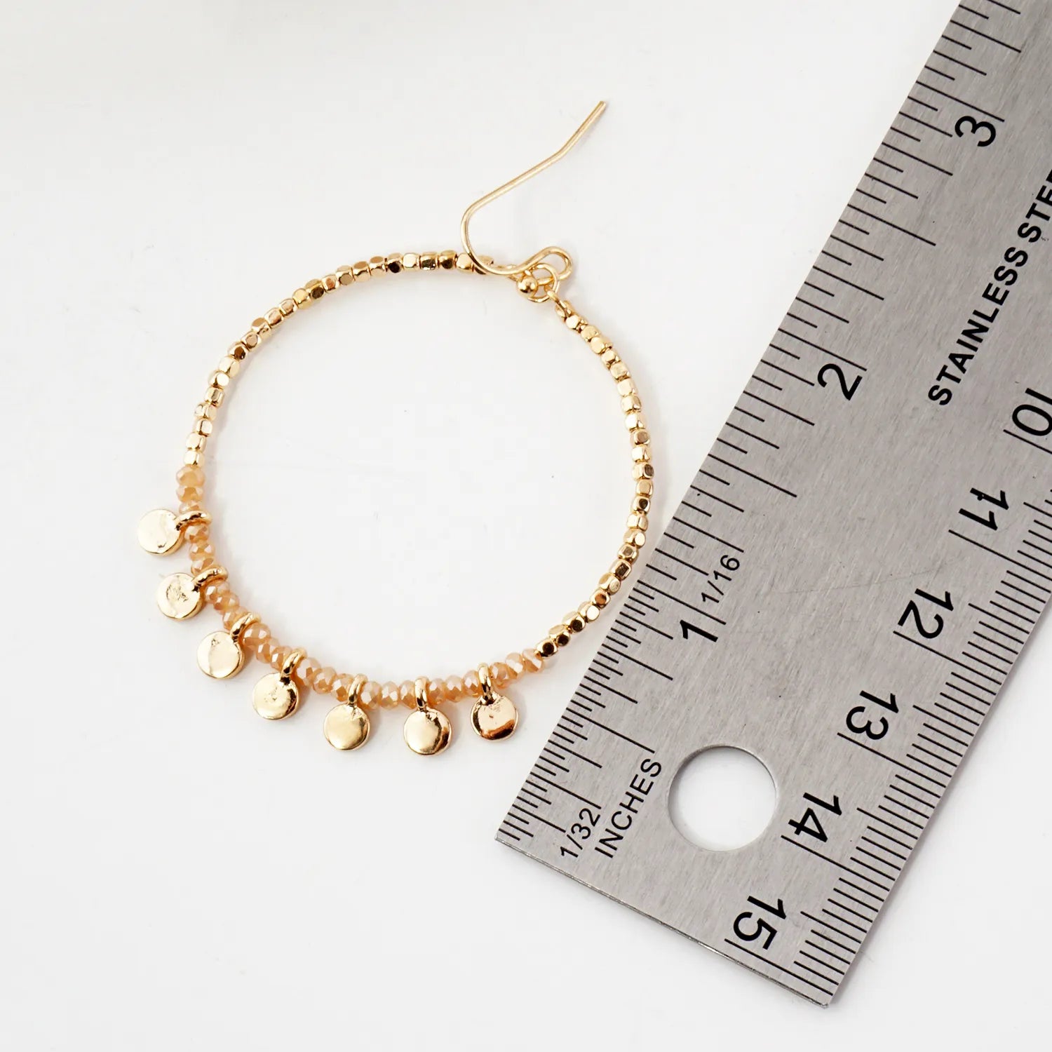 Tiny Beaded Wire Circle Drop Dangle Earrings