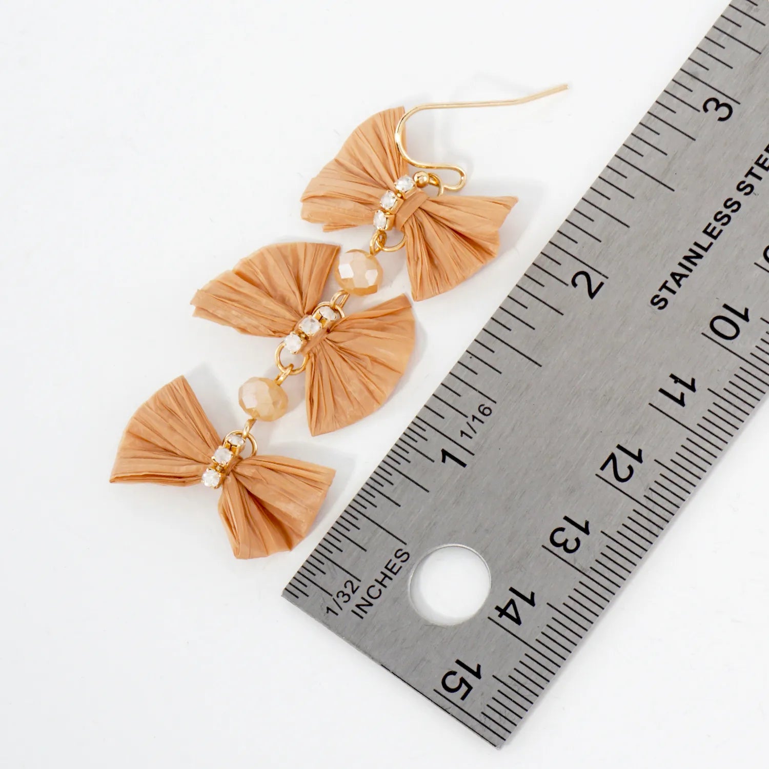 Triple Raffia Bow Statement Dangle Earrings